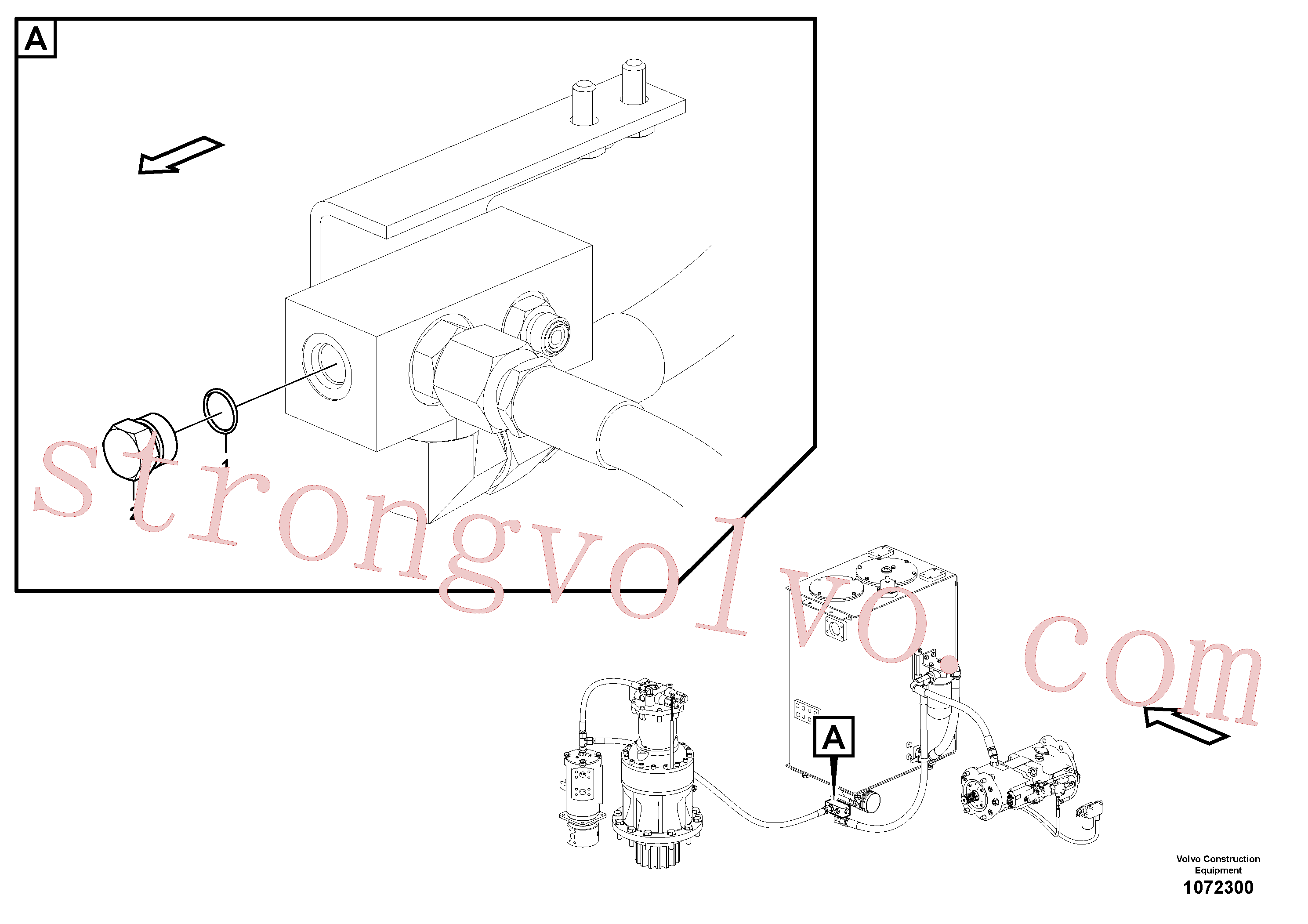 VOE14880068 Volvo Sistema servomotor, suporte do filtro e tubagem da bomba(1072300 Montagem)