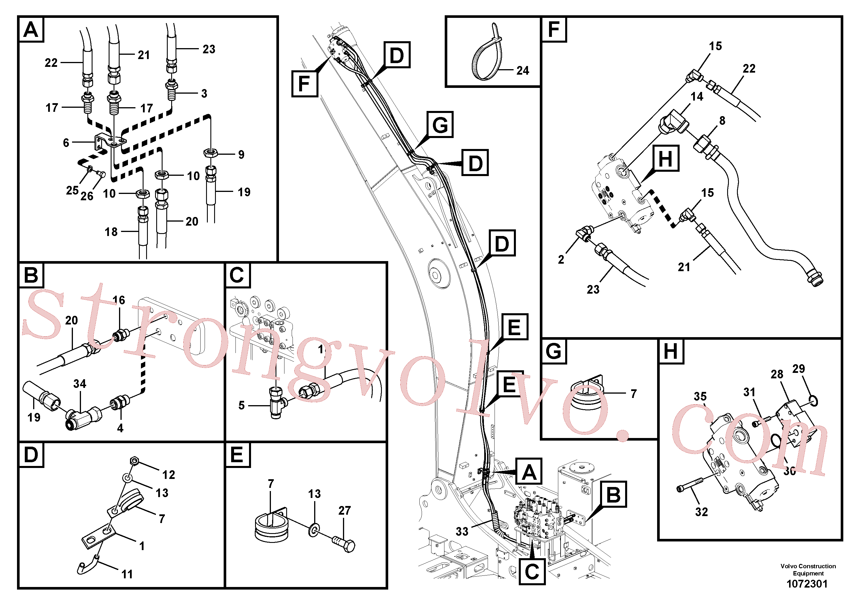 VOE15005669 Volvo Hidráulica de serviço, ruptura do braço de afundamento(1072301 Montagem)