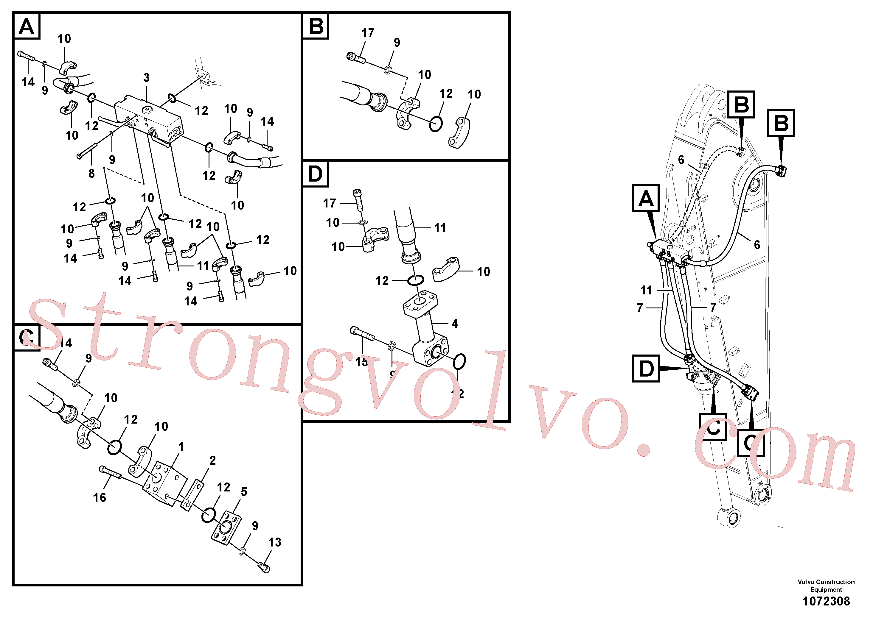 SA1174-54730 Volvo Hidráulica de serviços, balde articulado(1072308 Montagem)