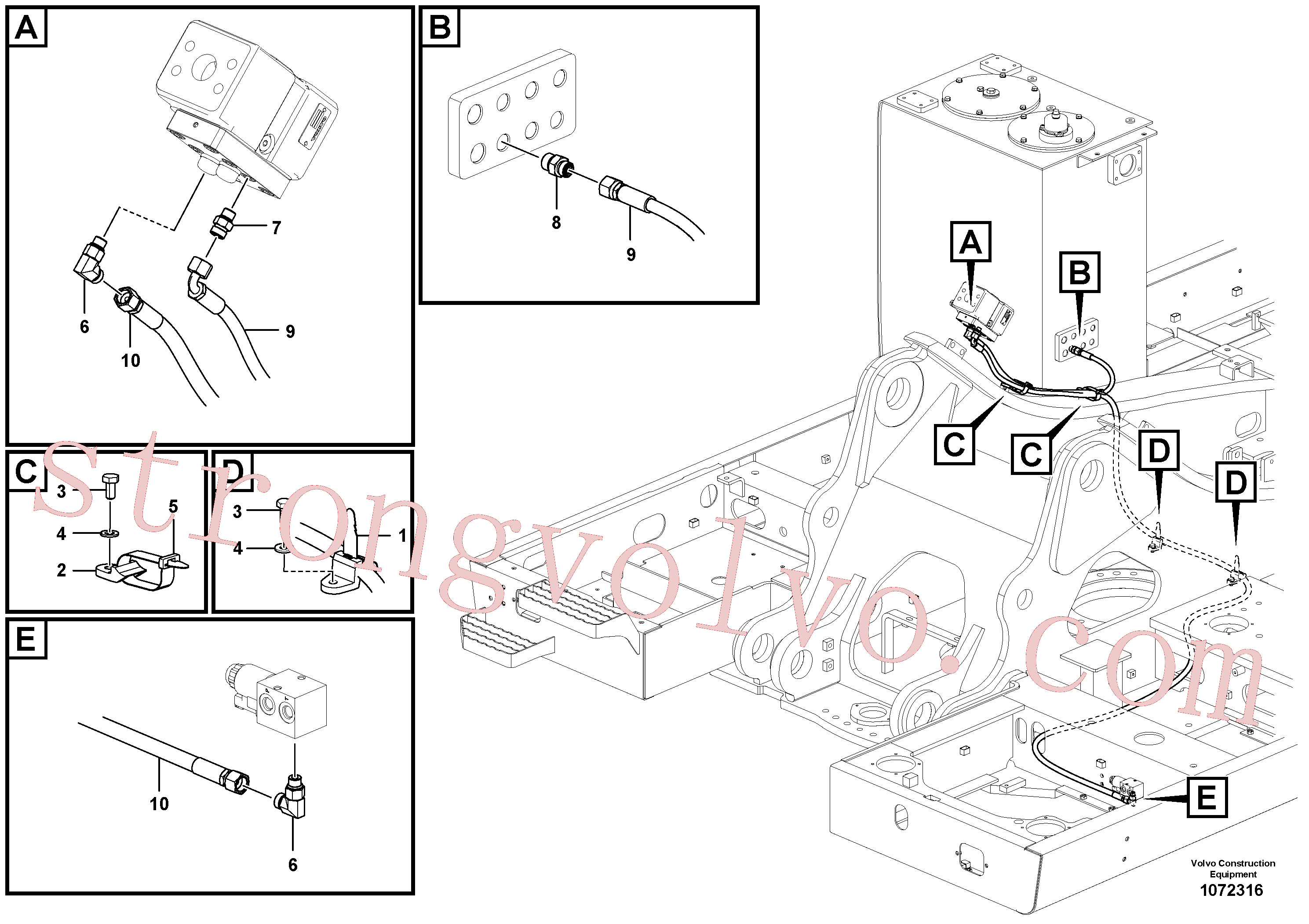 VOE937350 Volvo Hidráulica de serviço, martelo e cortador para fluxo da bomba auxiliar(1072316 Montagem)