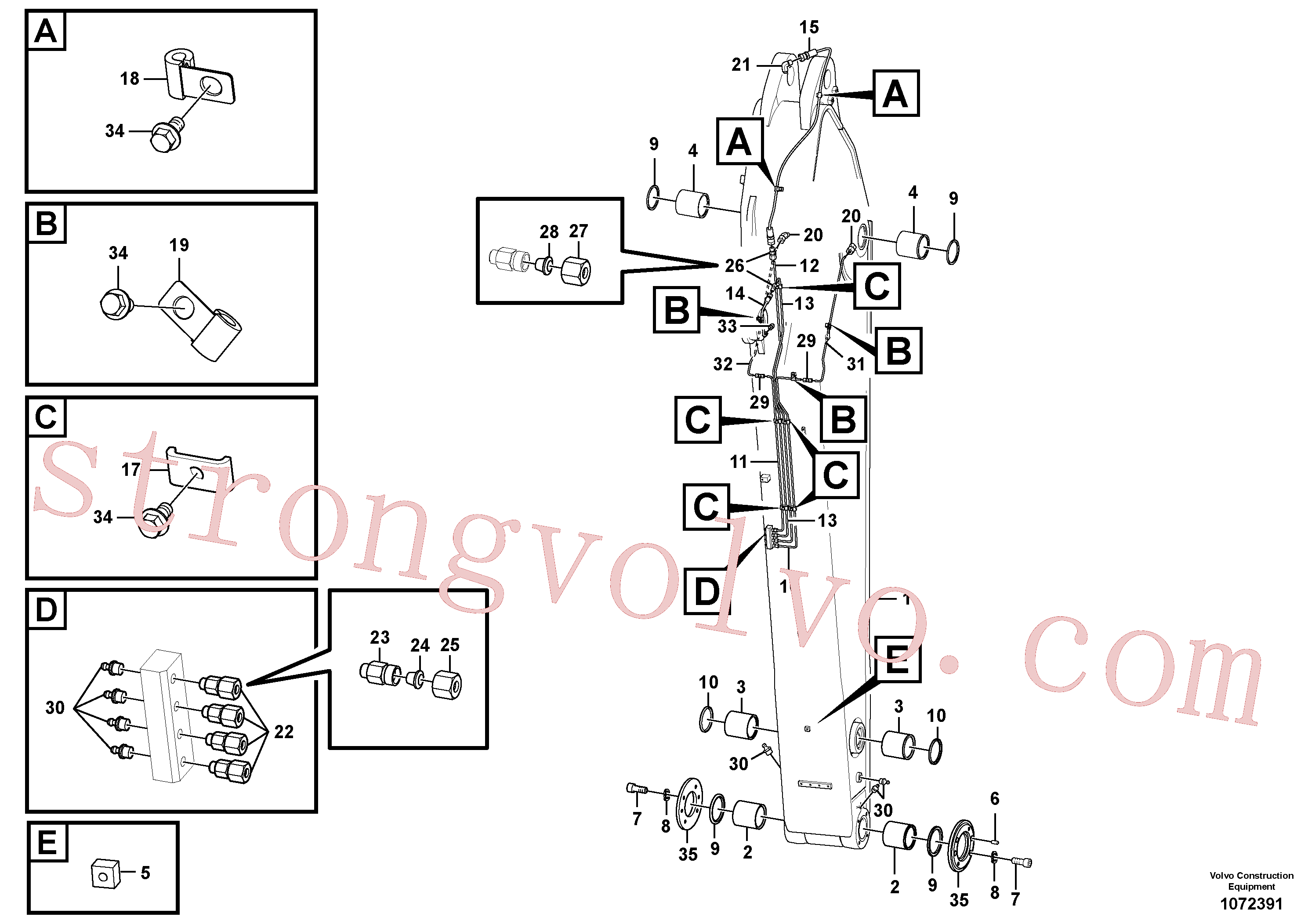 VOE14530209 Volvo Tubagem de massa e do braço de afundamento com sede da tubagem(1072391 Montagem)