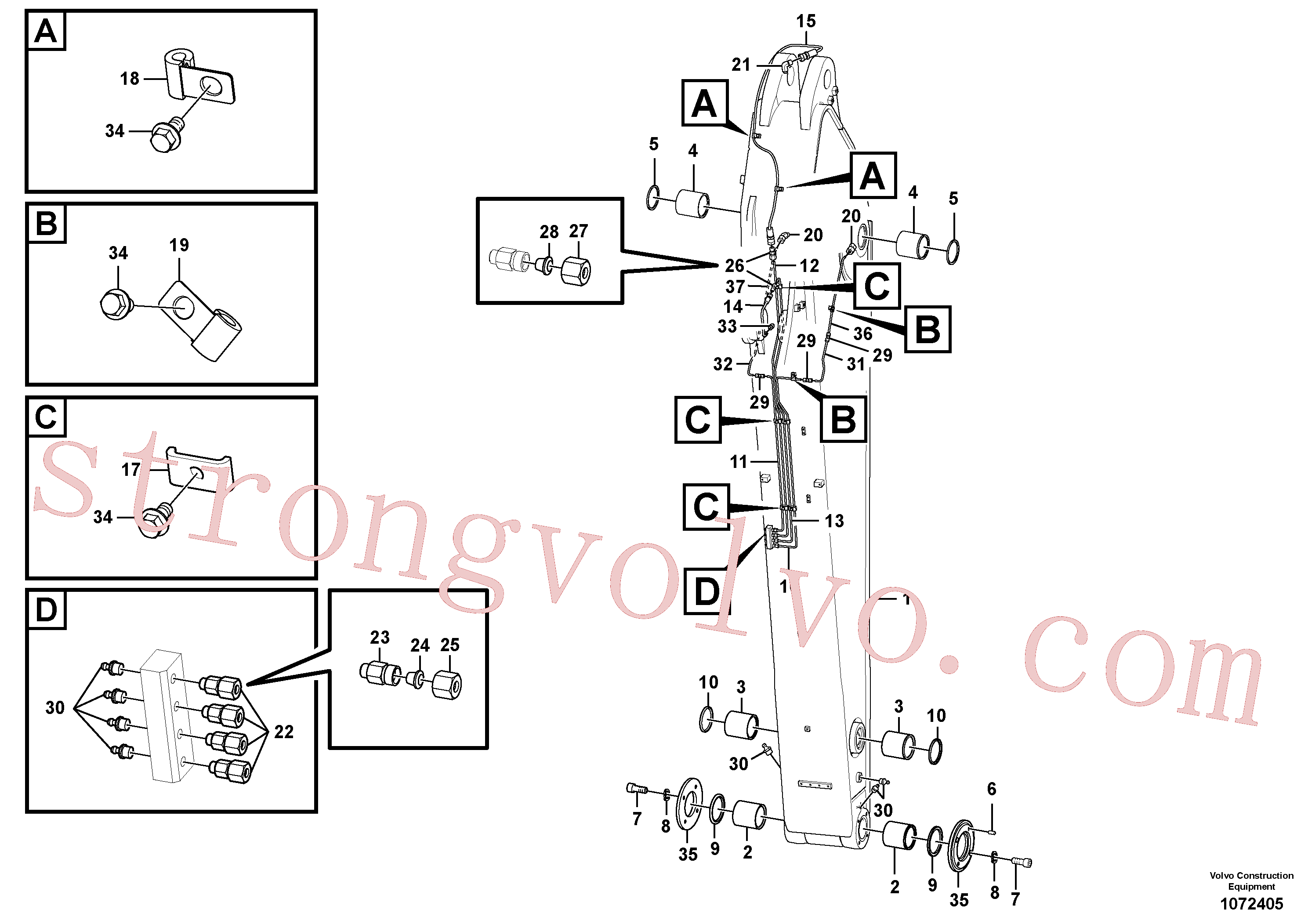 Atacado VOE14627140 Tubo Volvo escavadeira