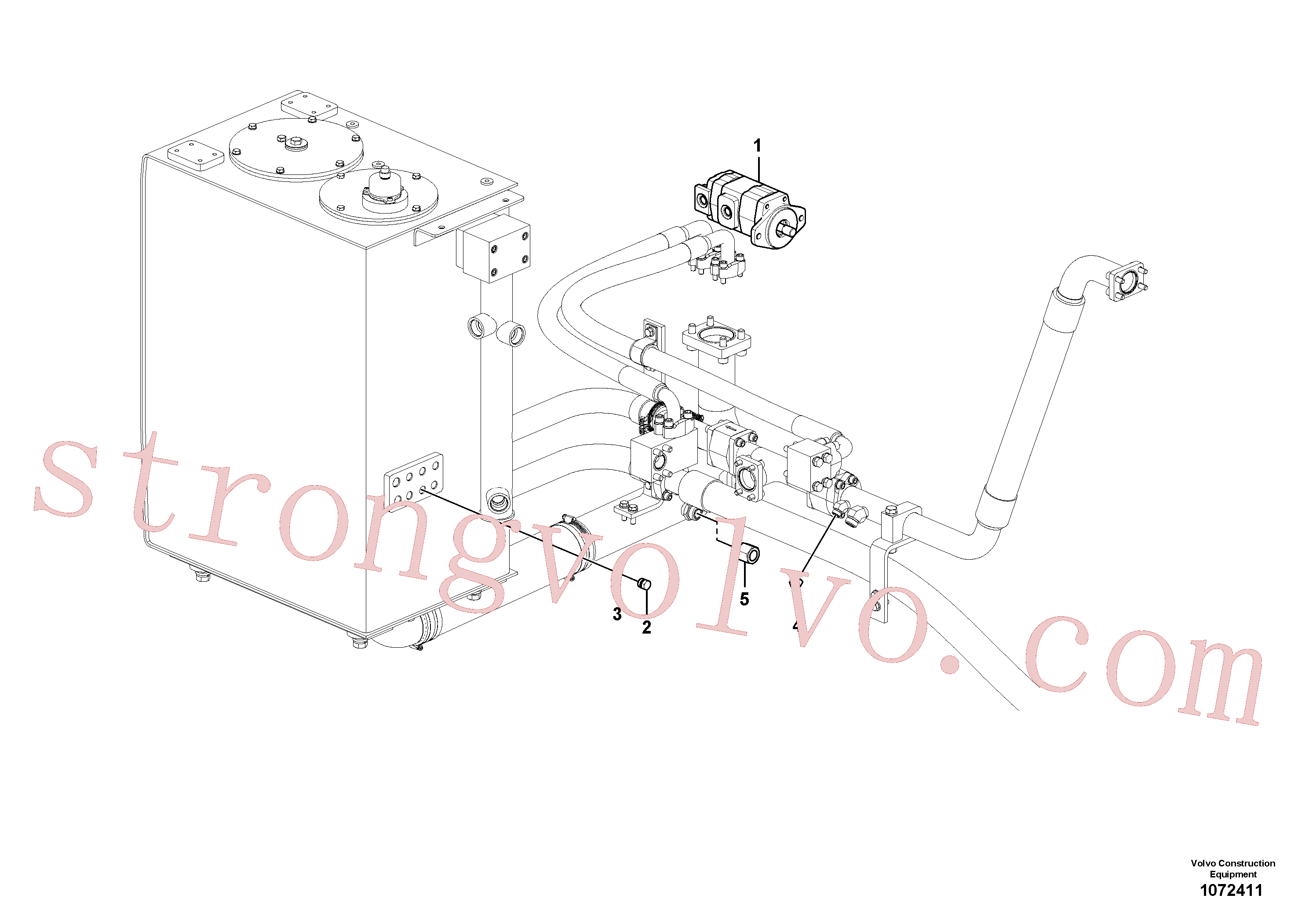 VOE14666085 Volvo Hidráulica de serviço, inclinação e rotor na estrutura superior(1072411 Montagem)