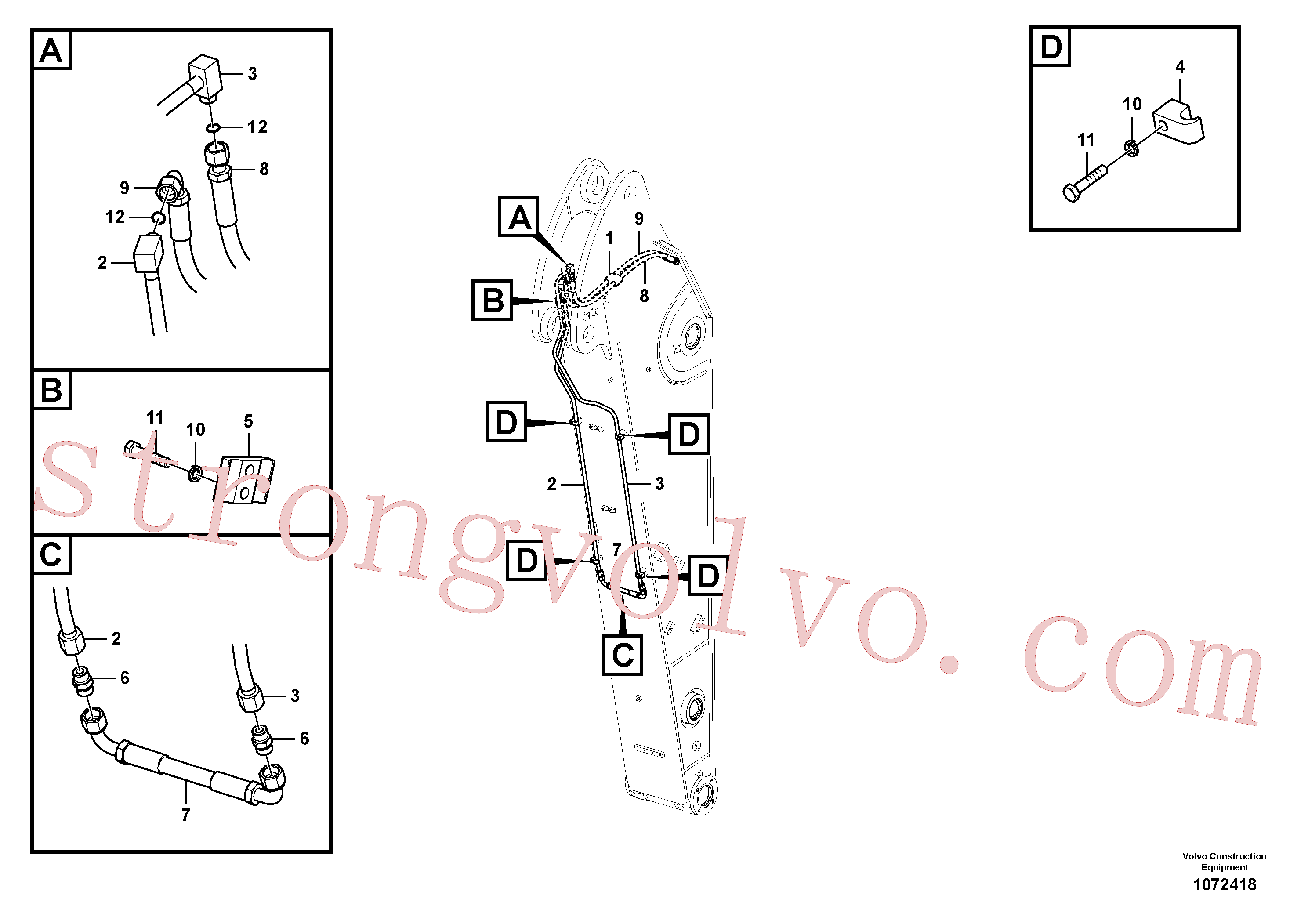 VOE14589934 Volvo Hidráulica de serviço, inclinação e rotor no braço de afundamento(1072418 Montagem)
