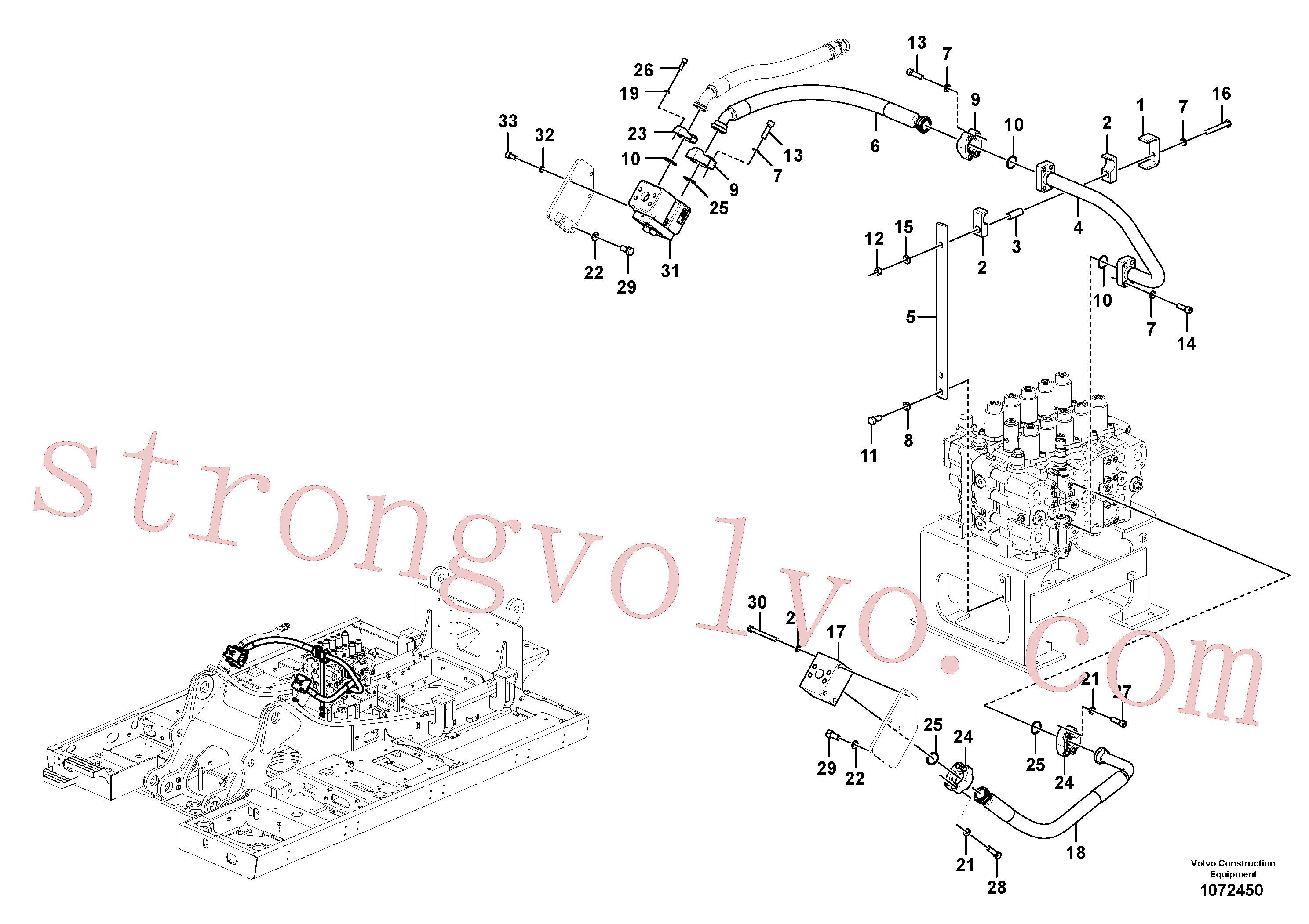 VOE14570847 Volvo Hidráulica de serviço, martelo e cortador para topo(1072450 Montagem)