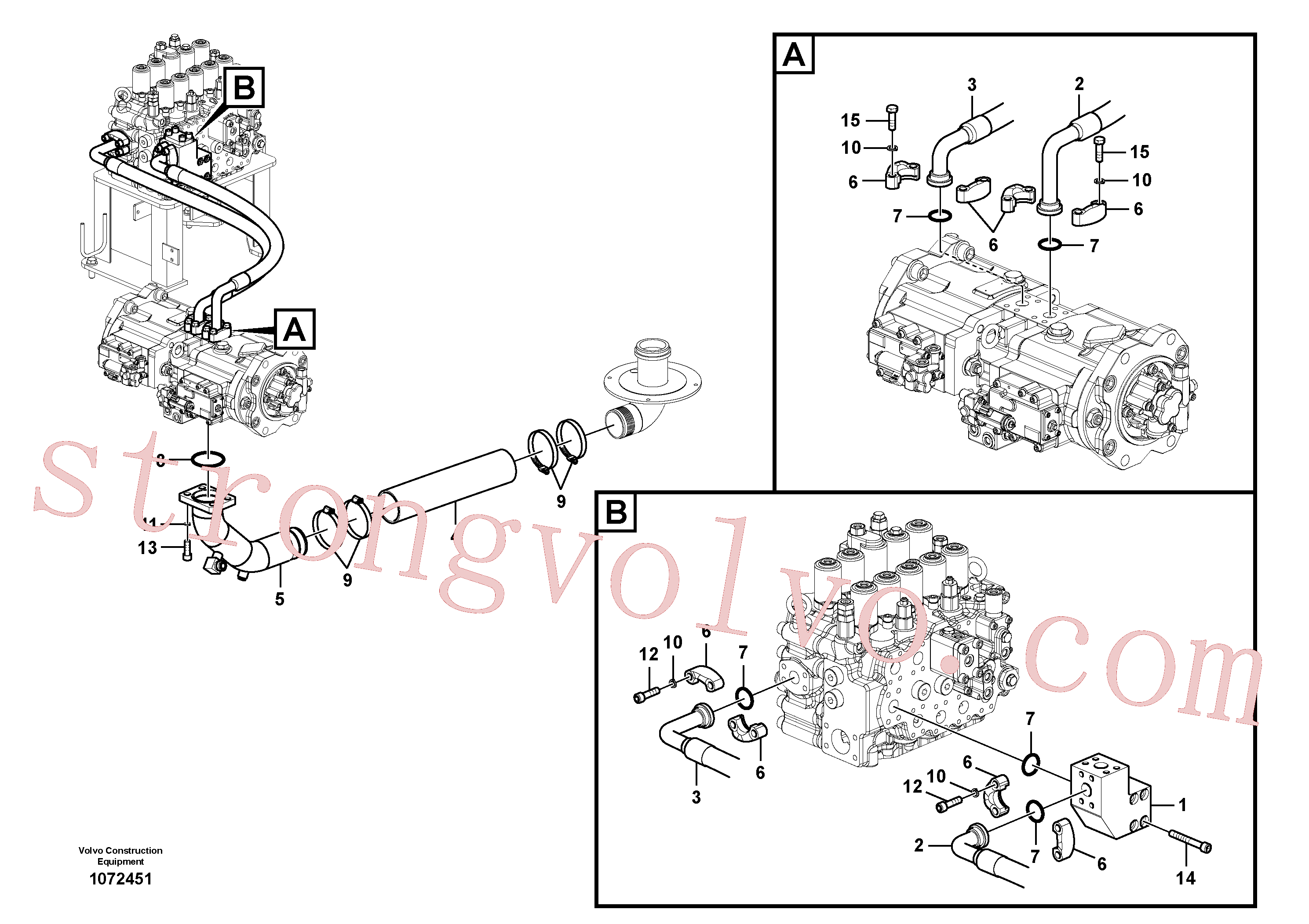 VOE967955 Volvo Sistema hidráulico, tanque hidráulico para a bomba hidráulica(1072451 Montagem)