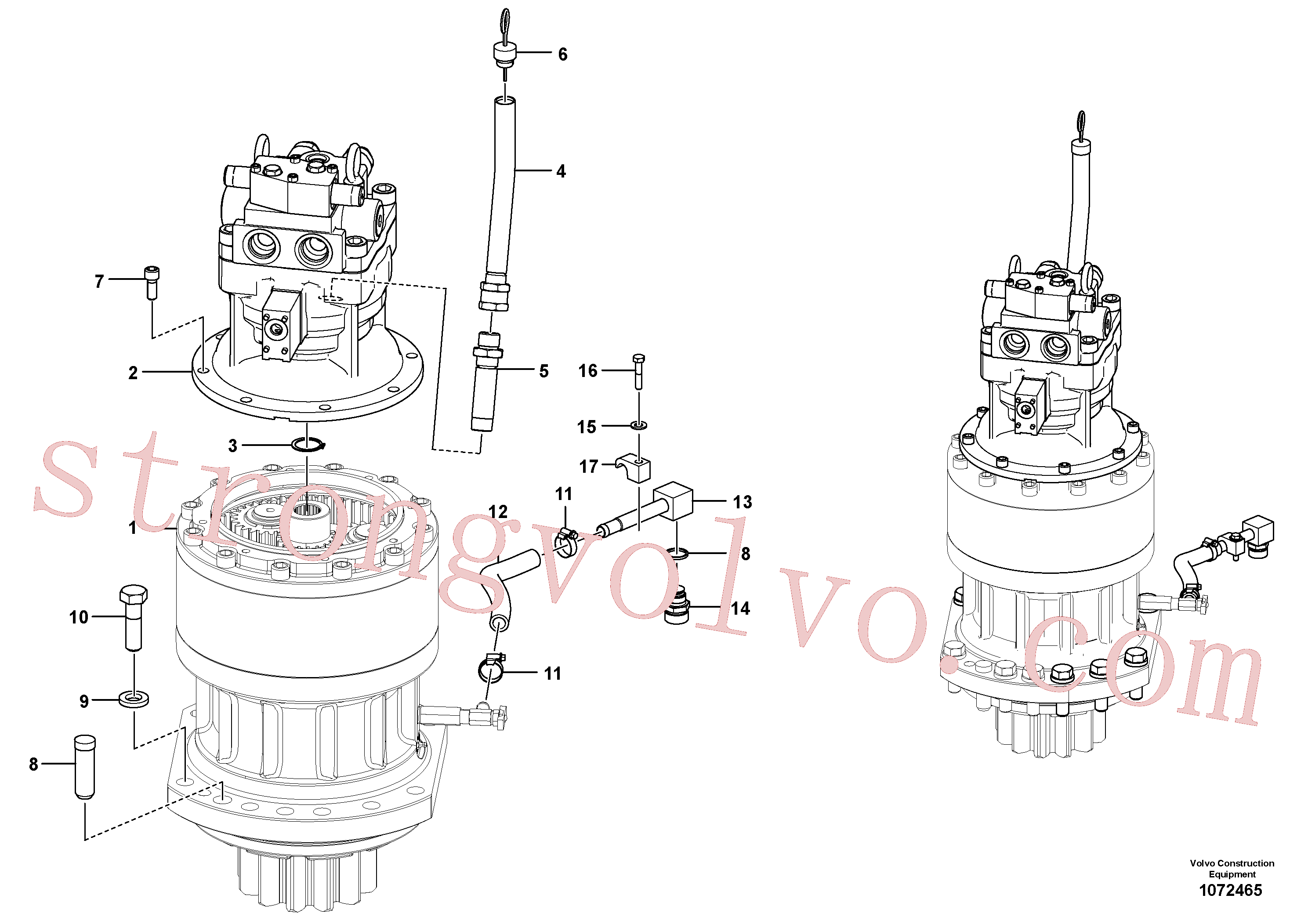 VOE14514121 Volvo Motor de rotação com peças de montagem(1072465 Montagem)