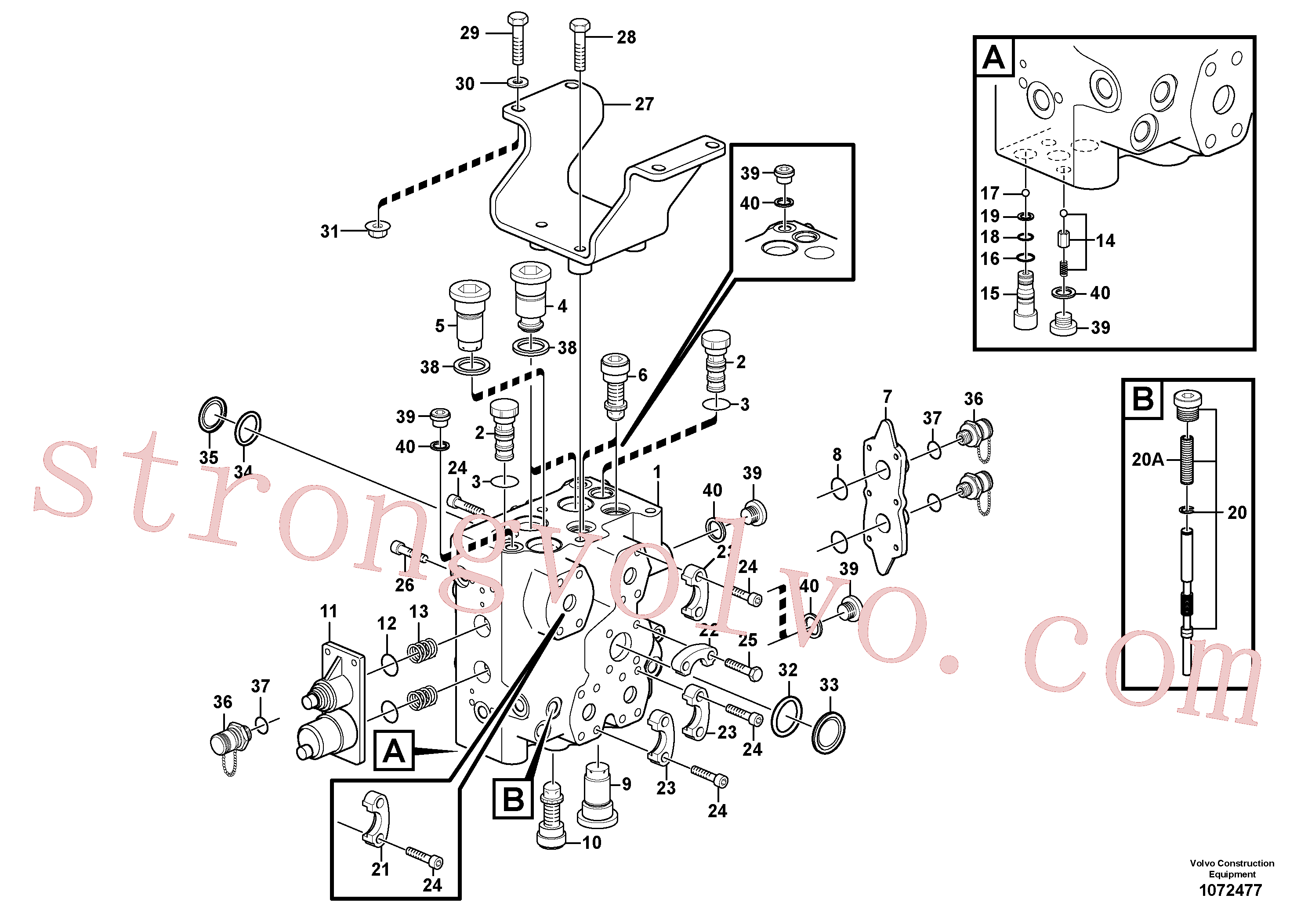 VOE13960213 Volvo Válvula de comando com acessórios.(1072477 Montagem)