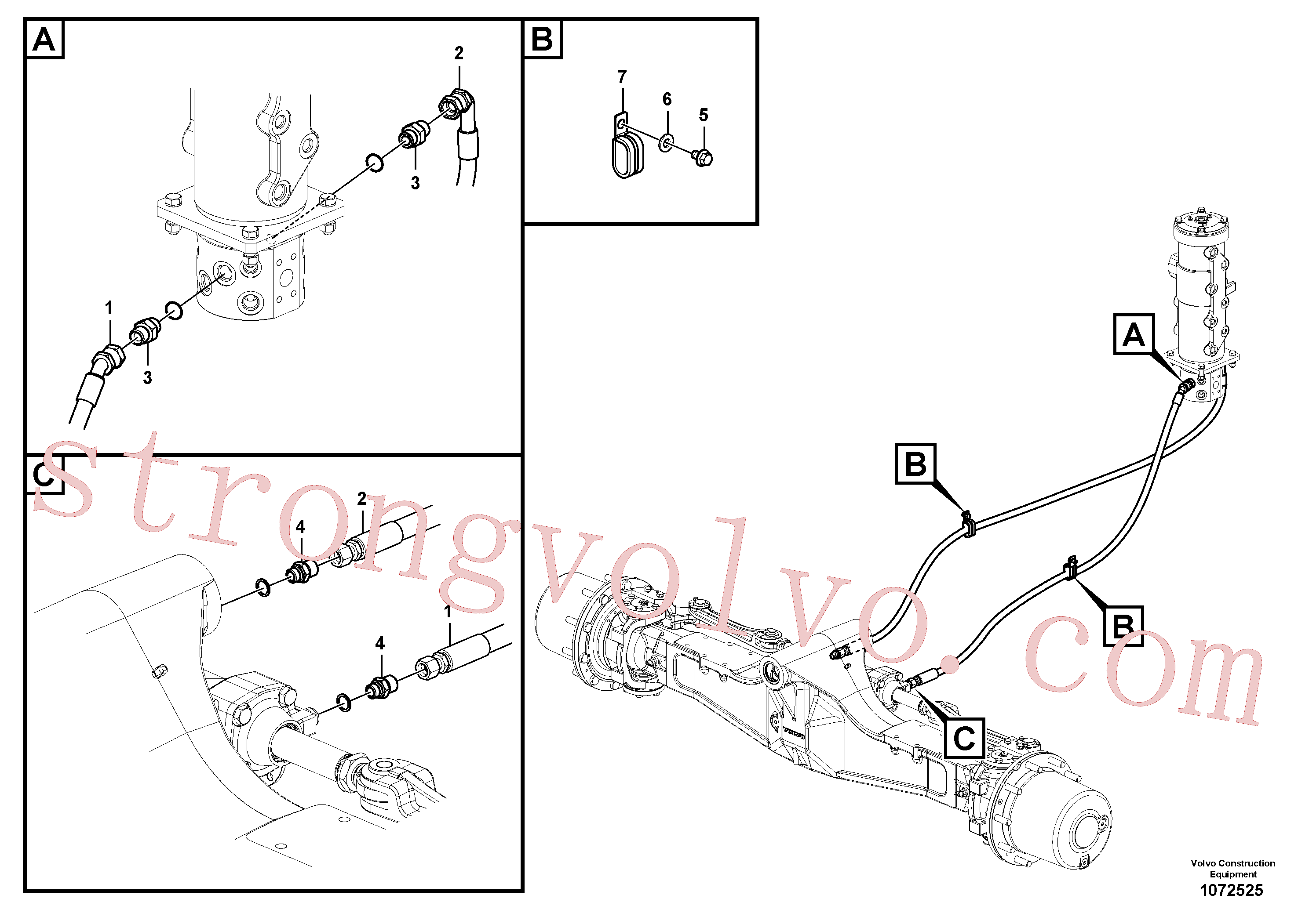 VOE15800439 Volvo Sistema hidráulico, linha da direcção(1072525 Montagem)