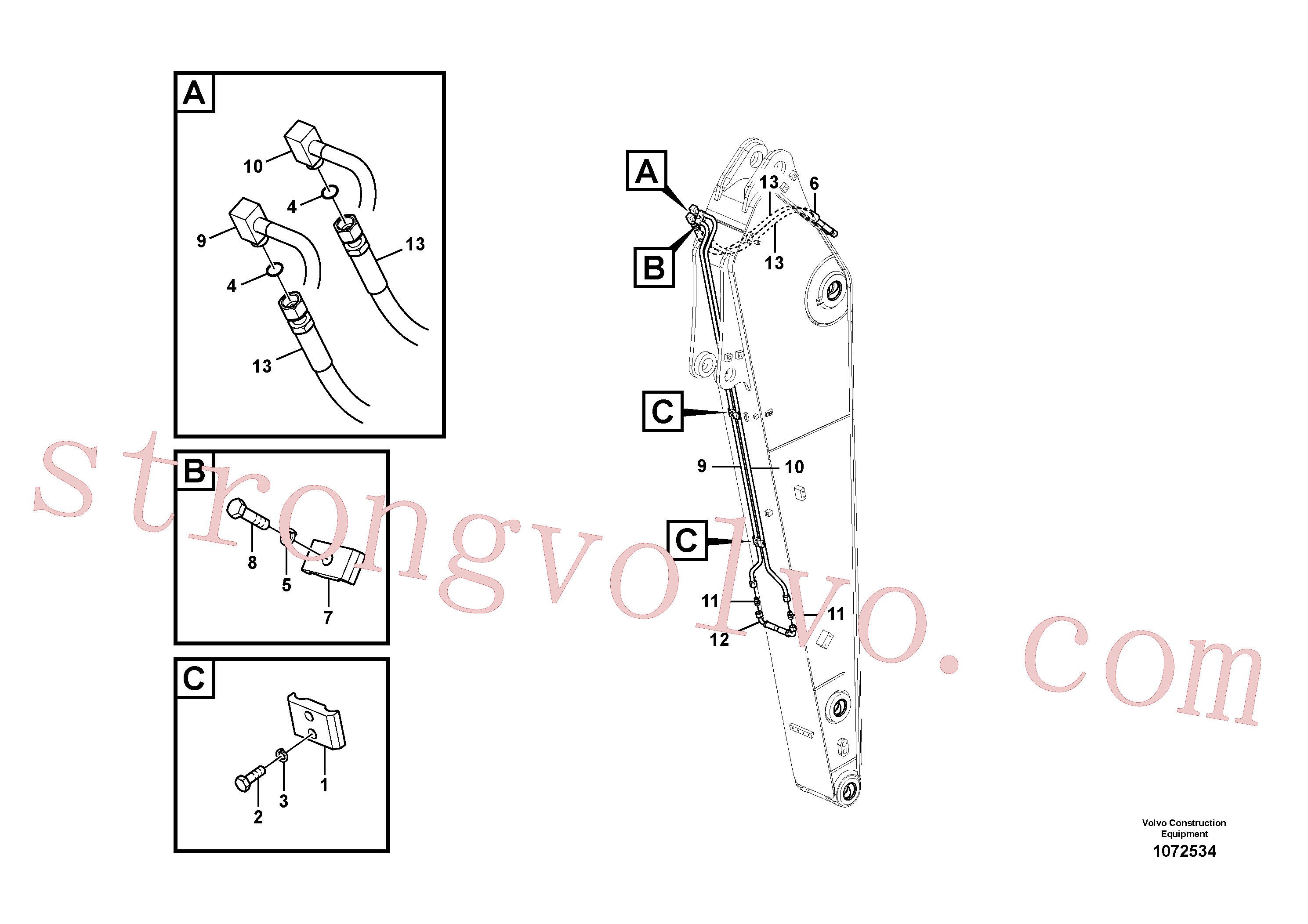 VOE14677111 Volvo Hidráulica de serviço, inclinação e rotor no braço de afundamento(1072534 Montagem)