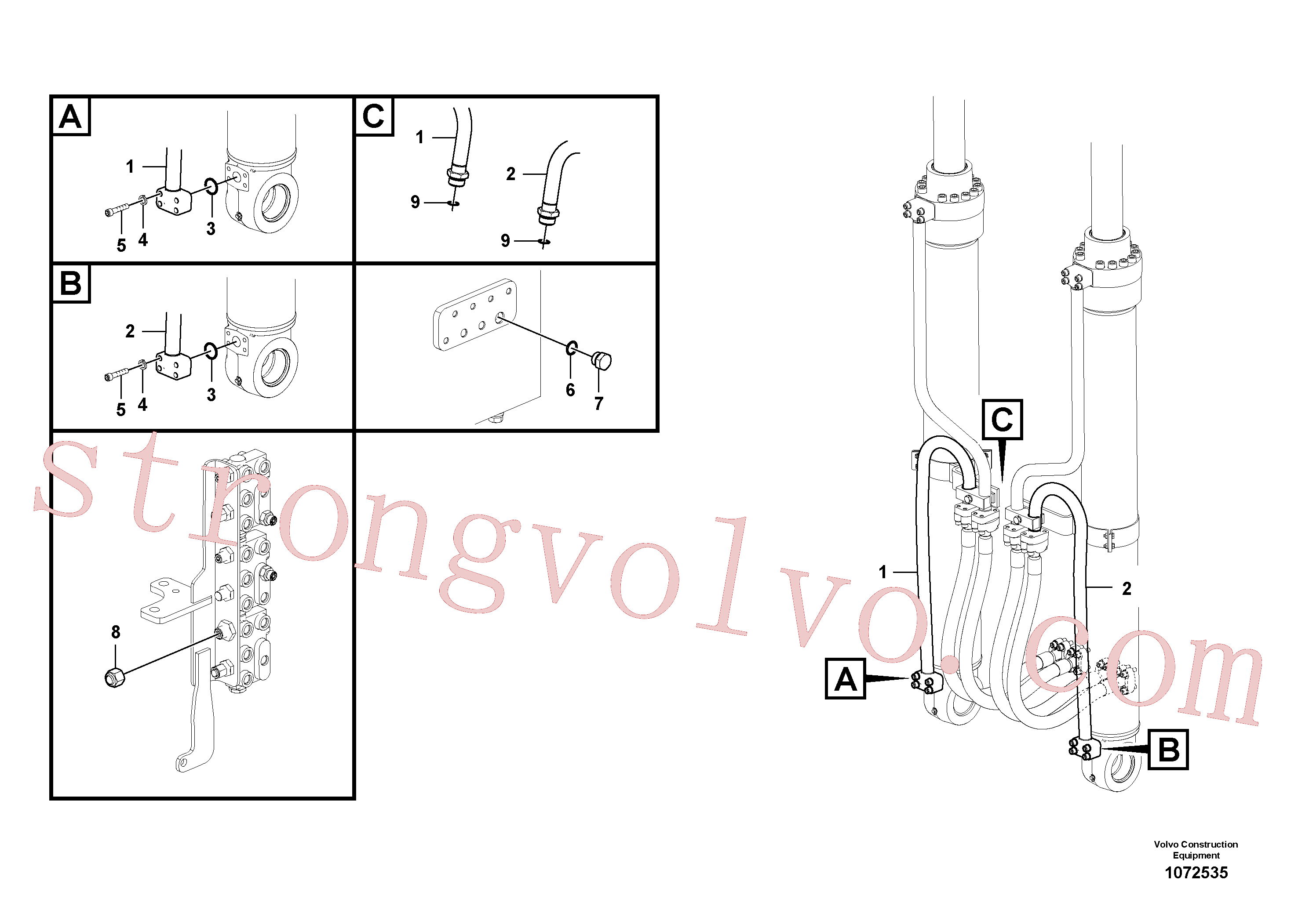 VOE14677638 Volvo Hidráulica de serviço, cilindro da lança(1072535 Montagem)