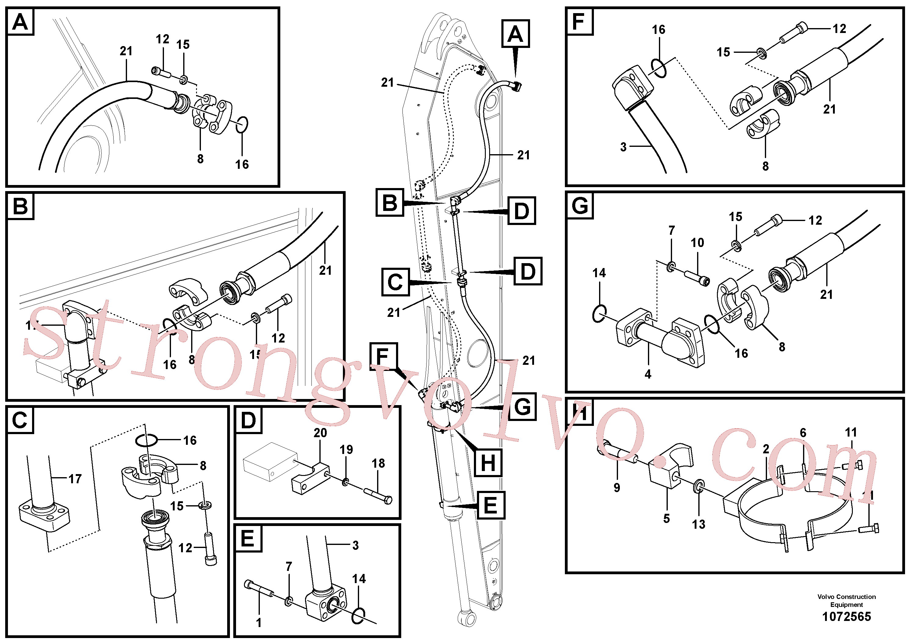 ZM8096588 Volvo Hidráulica de serviço, cilindro do balde no braço de afundamento(1072565 Montagem)