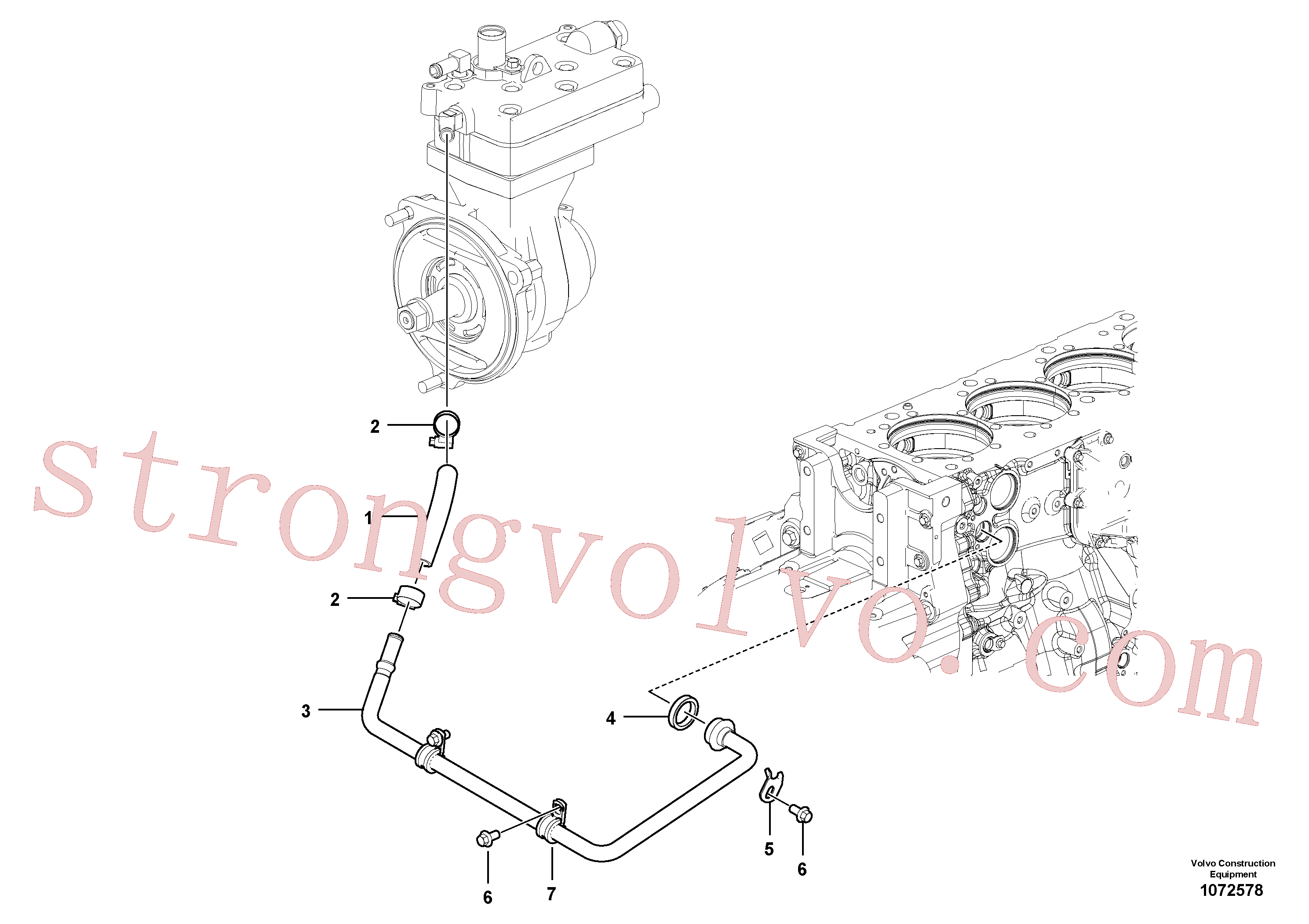 VOE994557 Volvo Sistema de refrigeração, compressor(1072578 Montagem)