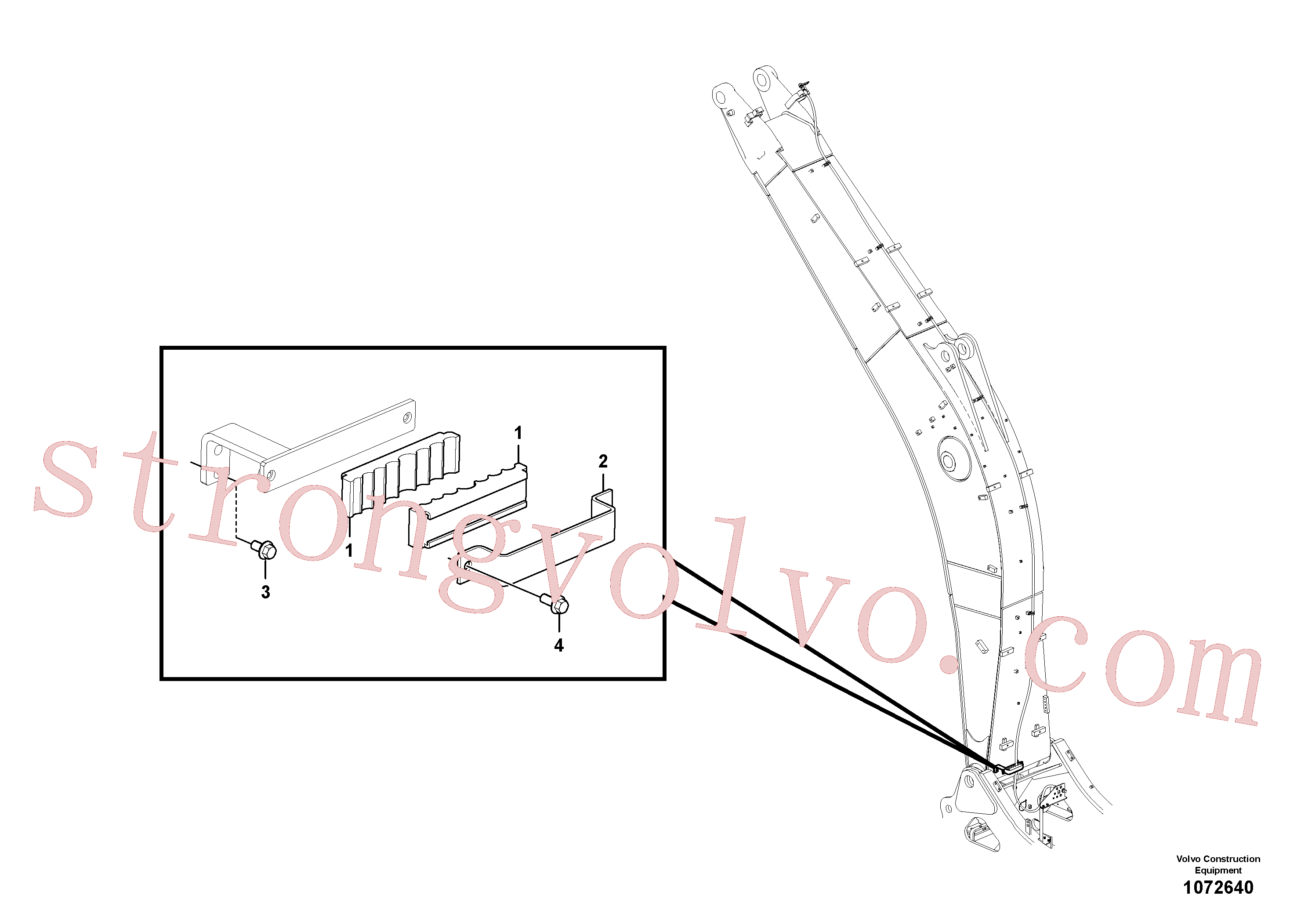 VOE14541248 Volvo Hidráulica de serviço, fuga de óleo na lança(1072640 Montagem)