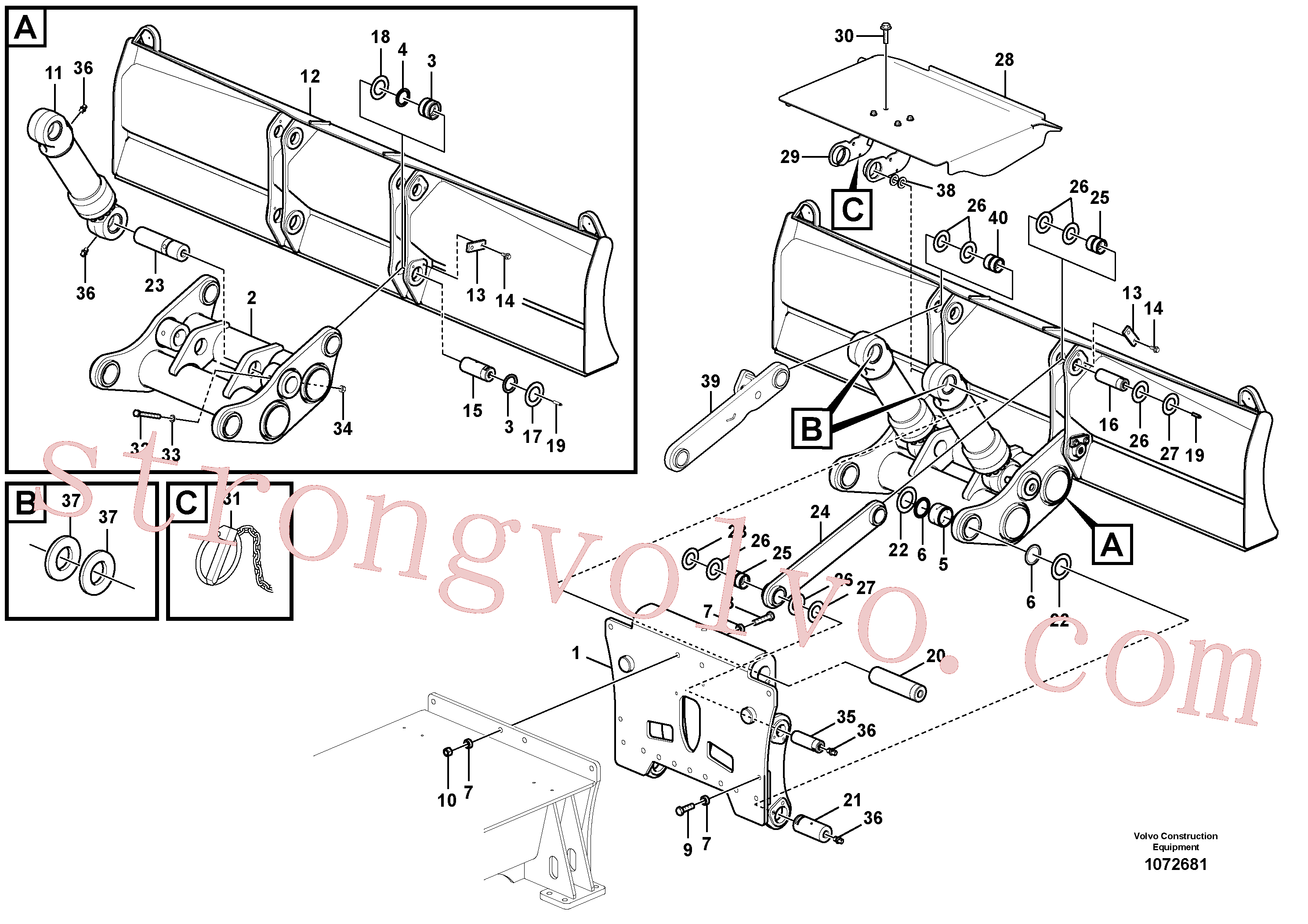 VOE14379442 Volvo Lâmina niveladora(1072681 Montagem)