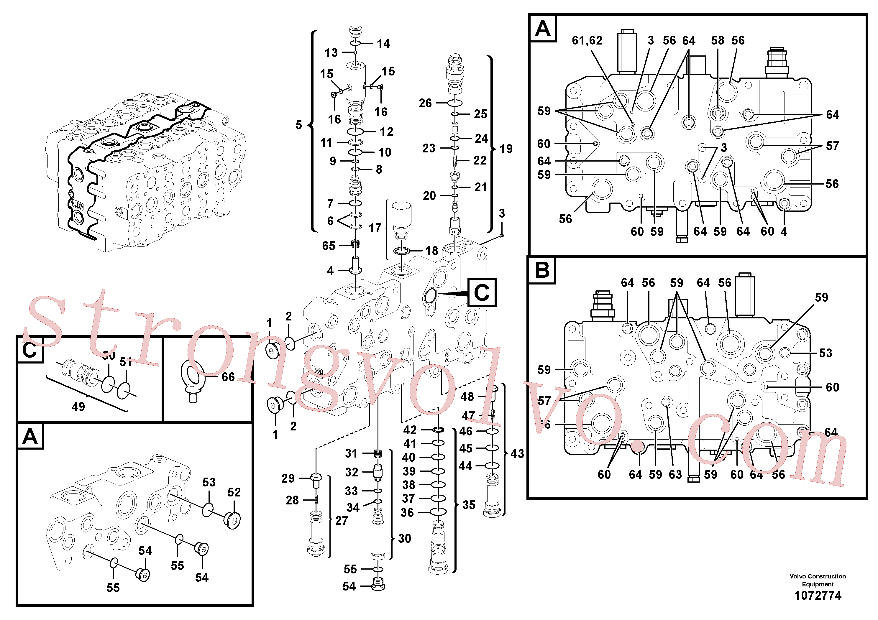 VOE14609644 Volvo Válvula mestra de comando(1072774 Montagem)