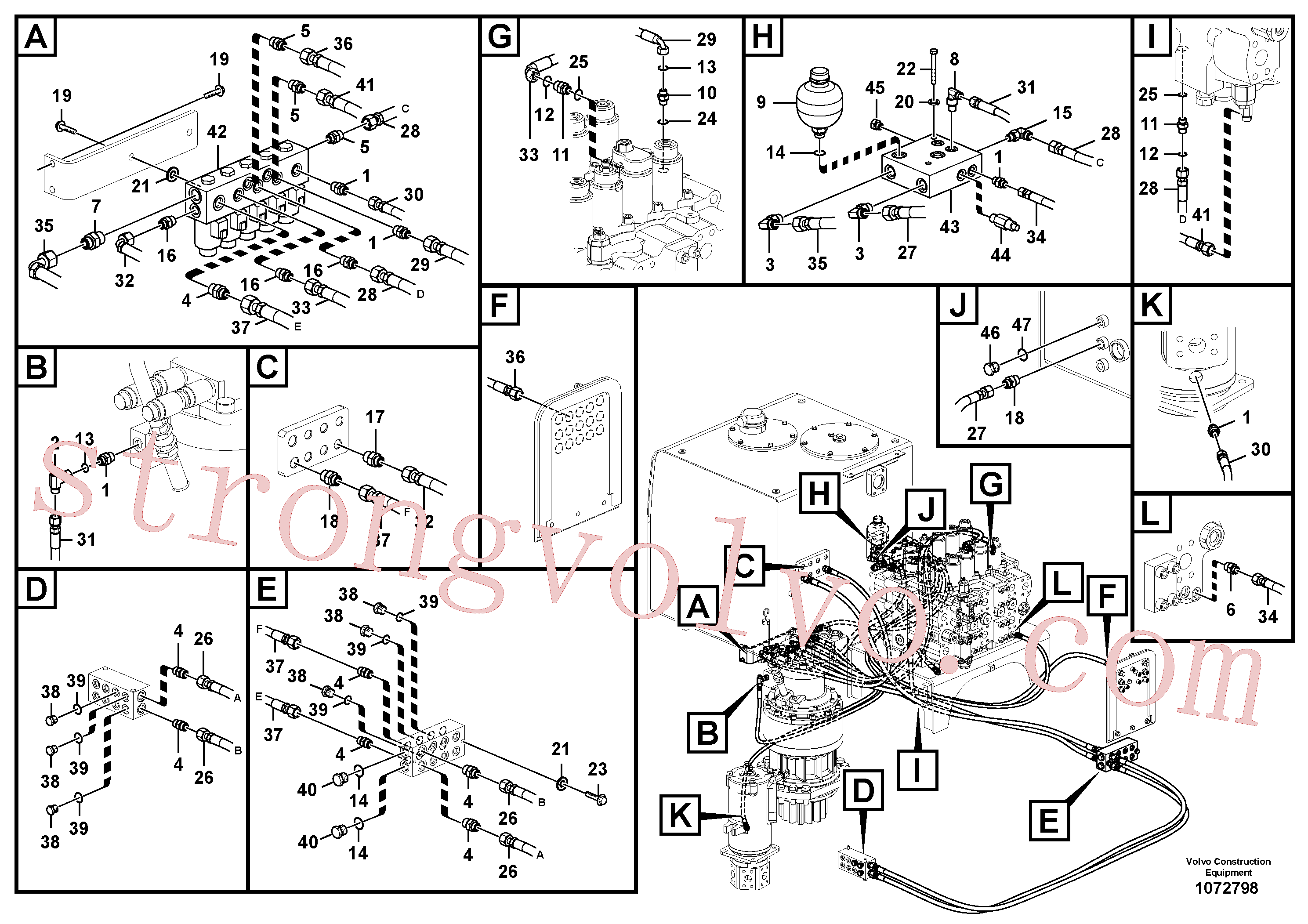 VOE937882 Volvo Sistema servomotor, válvula de comando para válvula solenóide(1072798 Montagem)