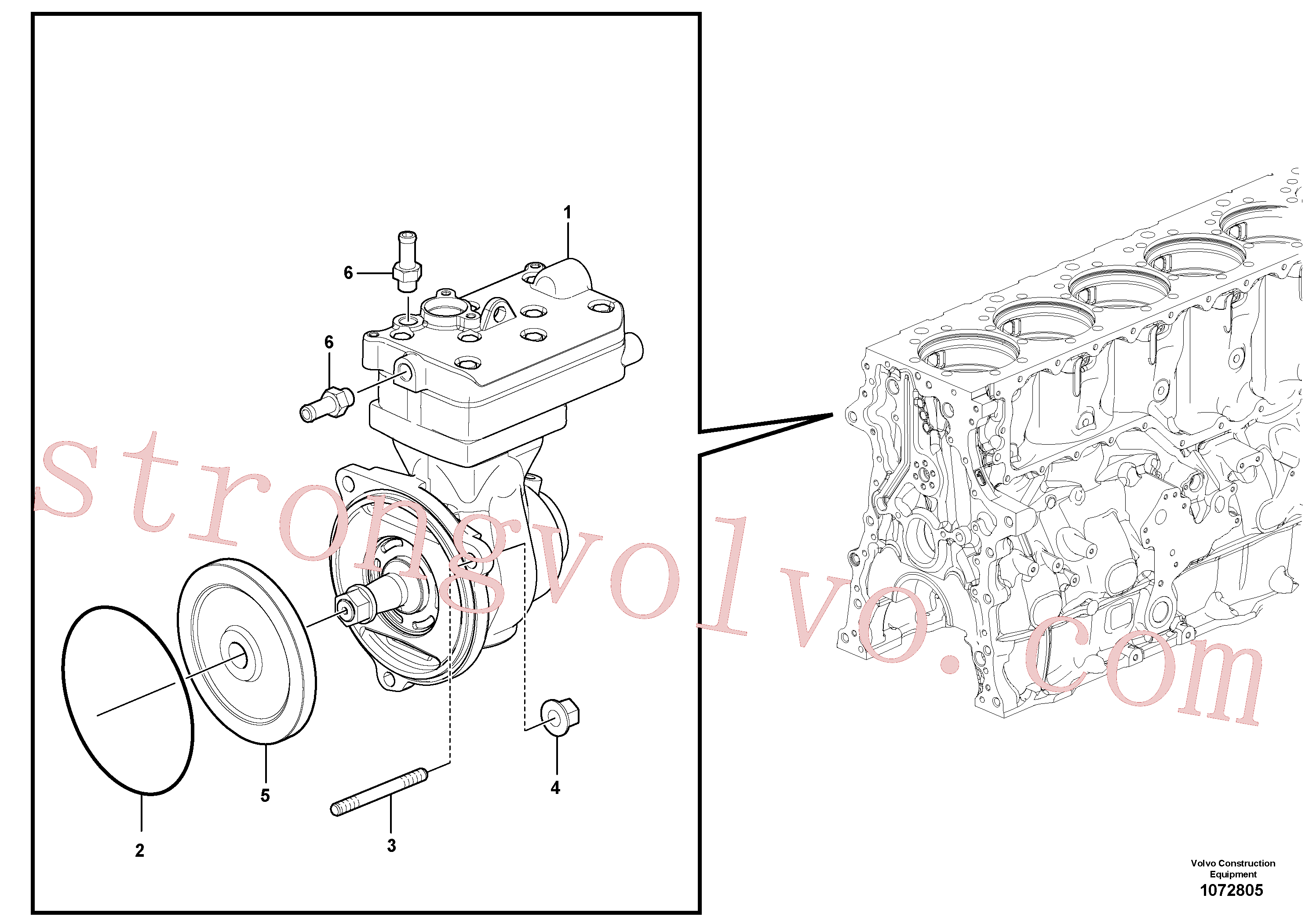 VOE990942 Volvo Compressor de ar com acessórios(1072805 Montagem)