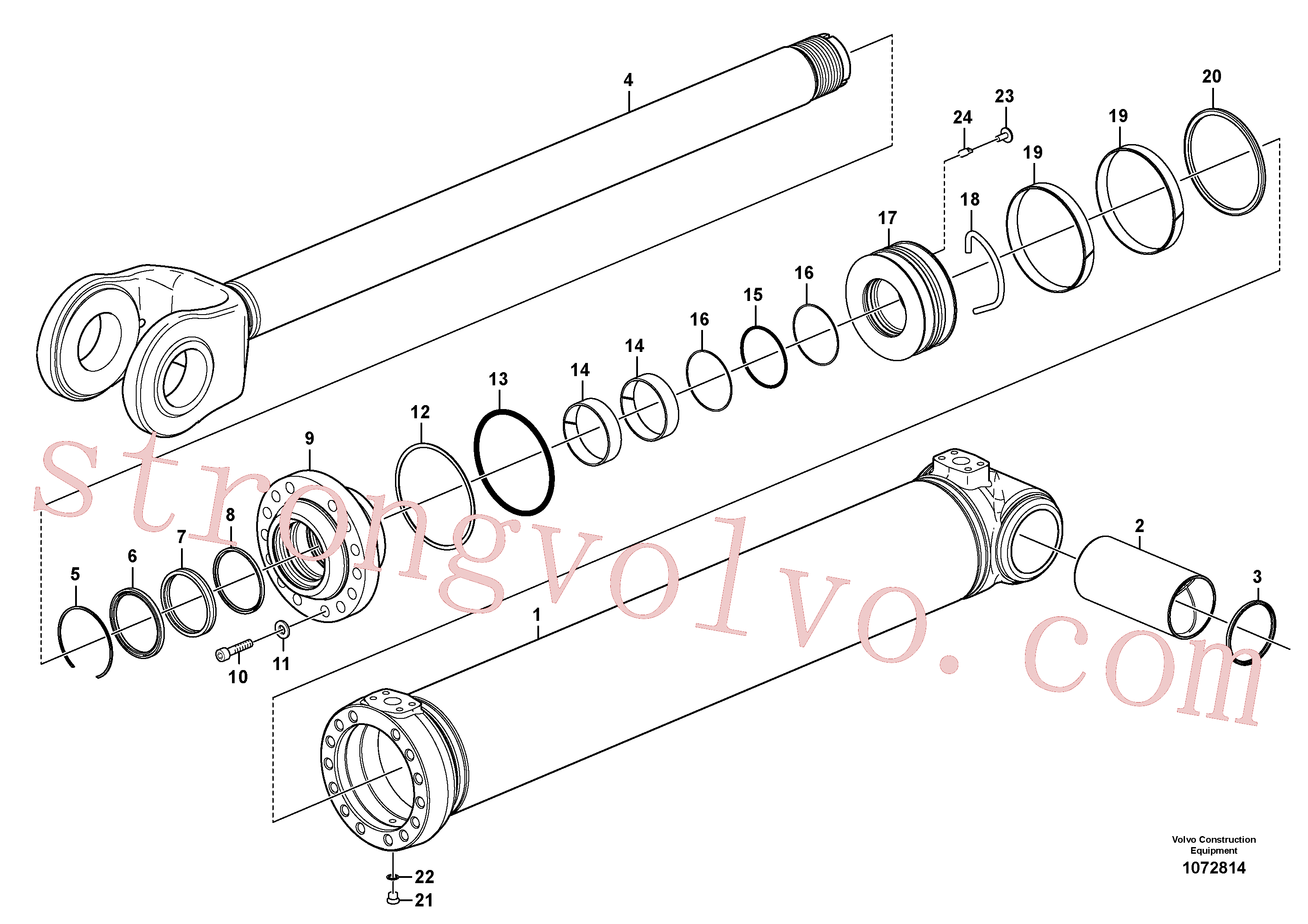 VOE11107376 Volvo Cilindro hidráulico, elevação(1072814 Montagem)
