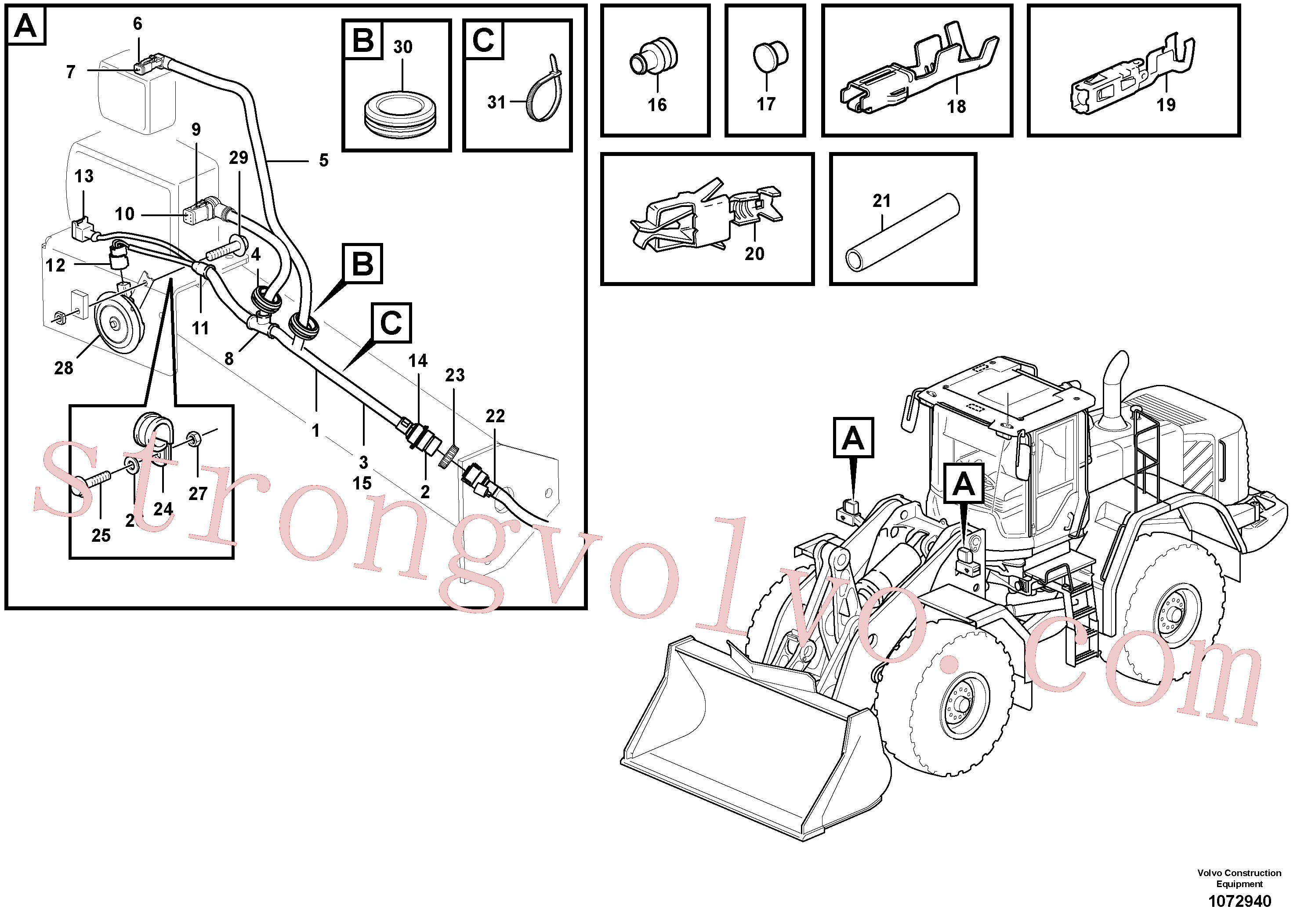 VOE14346322 Volvo Cablagem, farol dianteiro(1072940 Montagem)