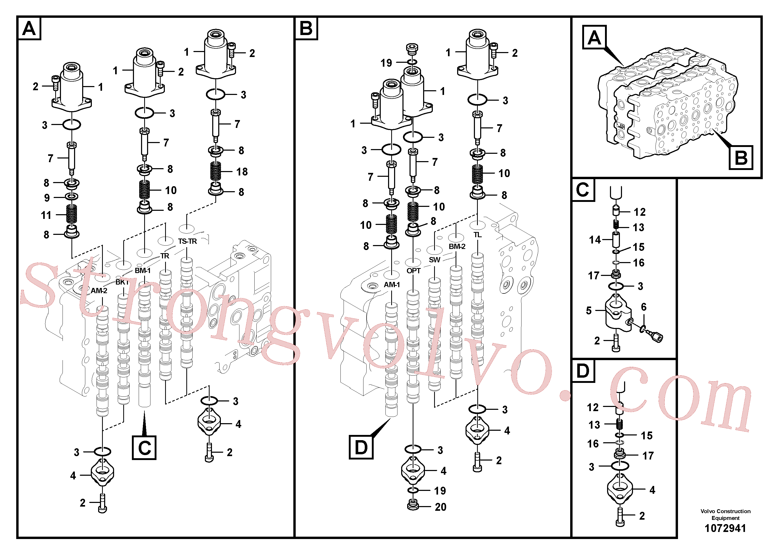 VOE14597126 Volvo Válvula mestra de comando(1072941 Montagem)