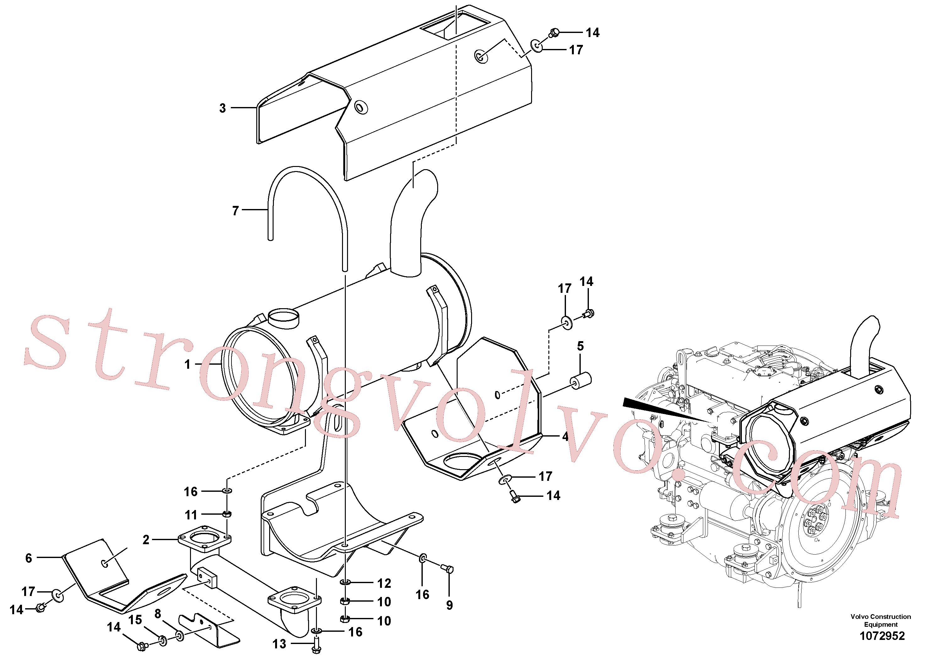 VOE14511343 Volvo Silenciador com acessórios(1072952 Montagem)