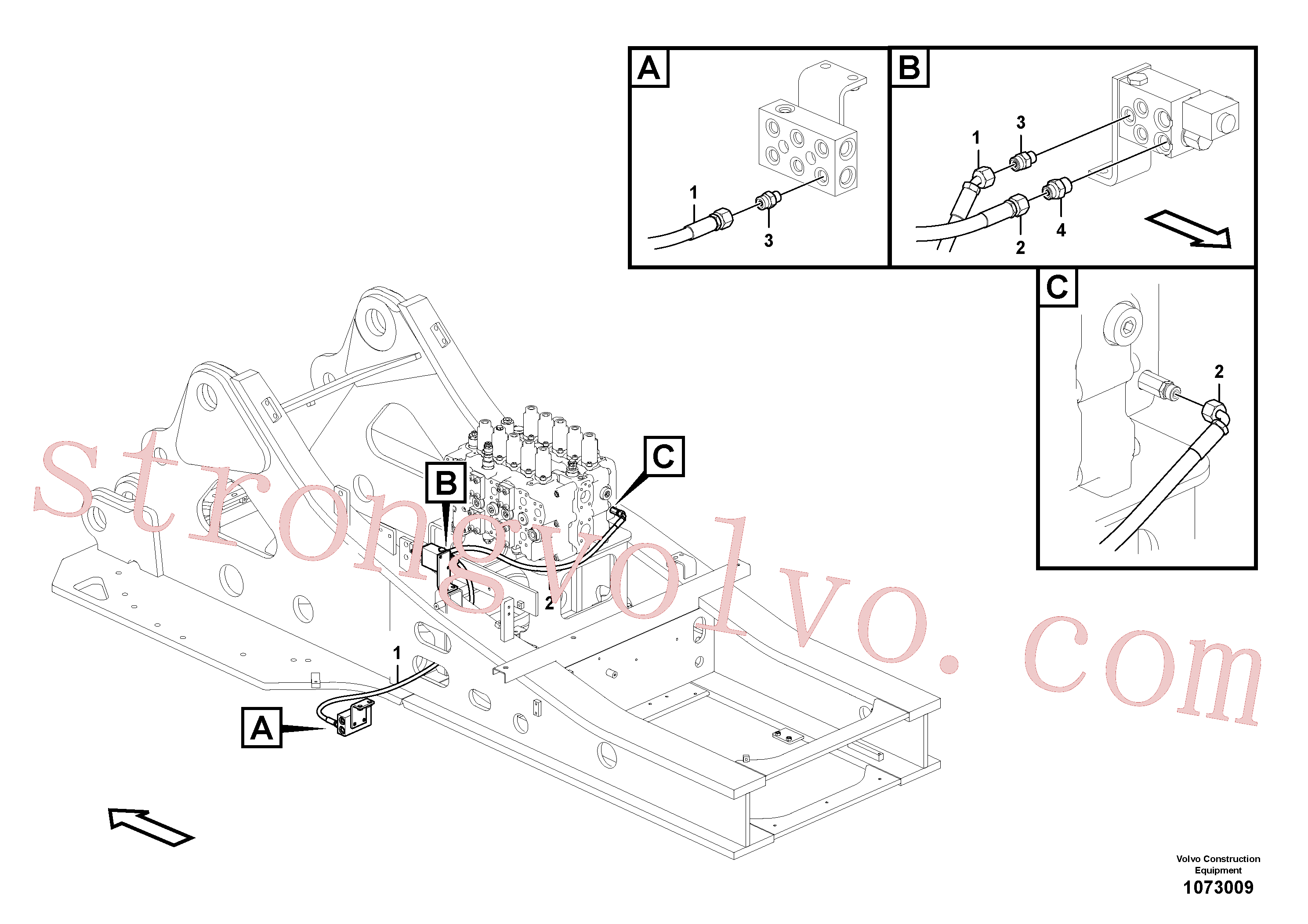 VOE938345 Volvo Hidráulica de serviço, encaixe rápido na estrutura superior(1073009 Montagem)