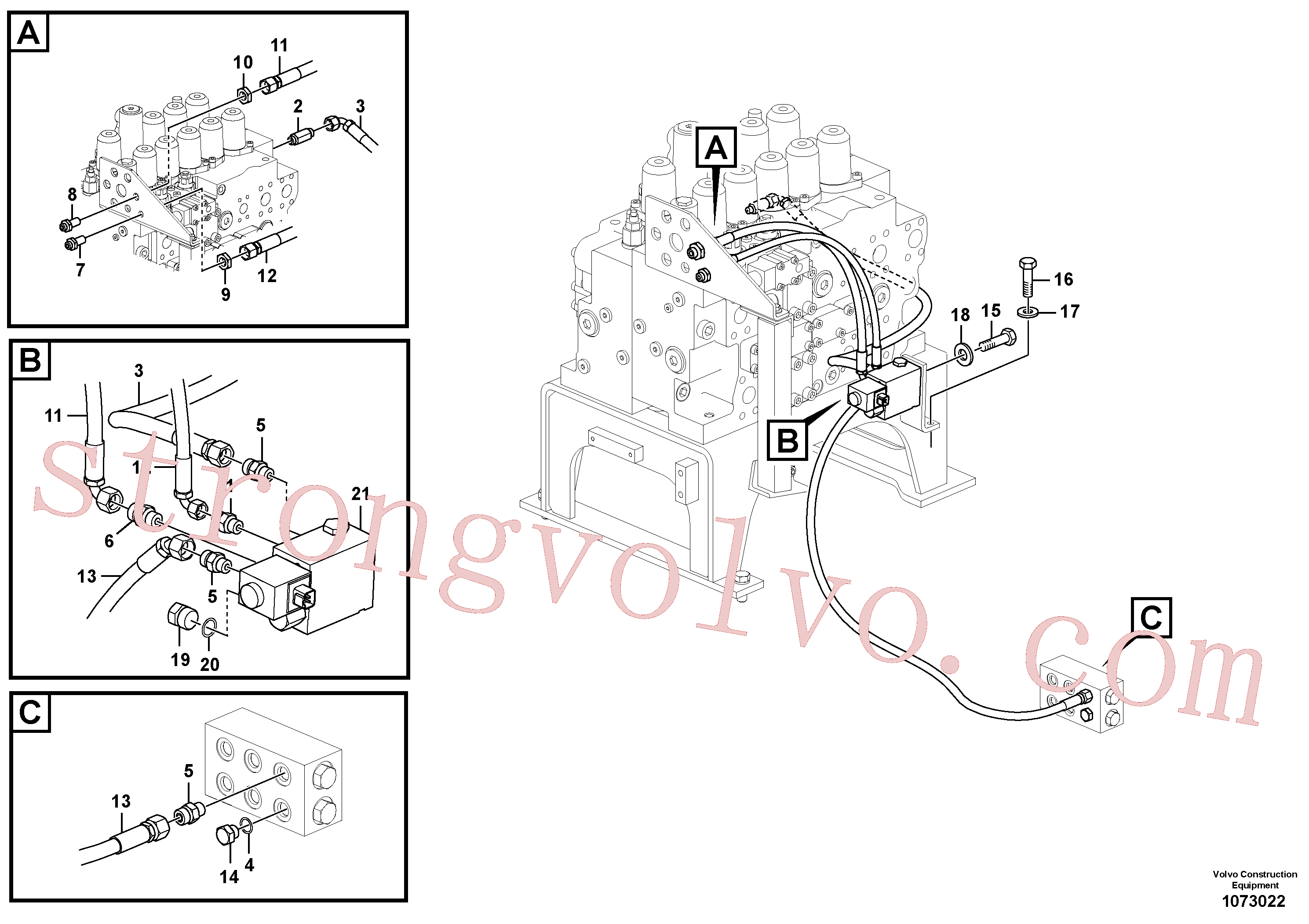 VOE14644501 Volvo Hidráulica de serviço, encaixe rápido na estrutura superior(1073022 Montagem)