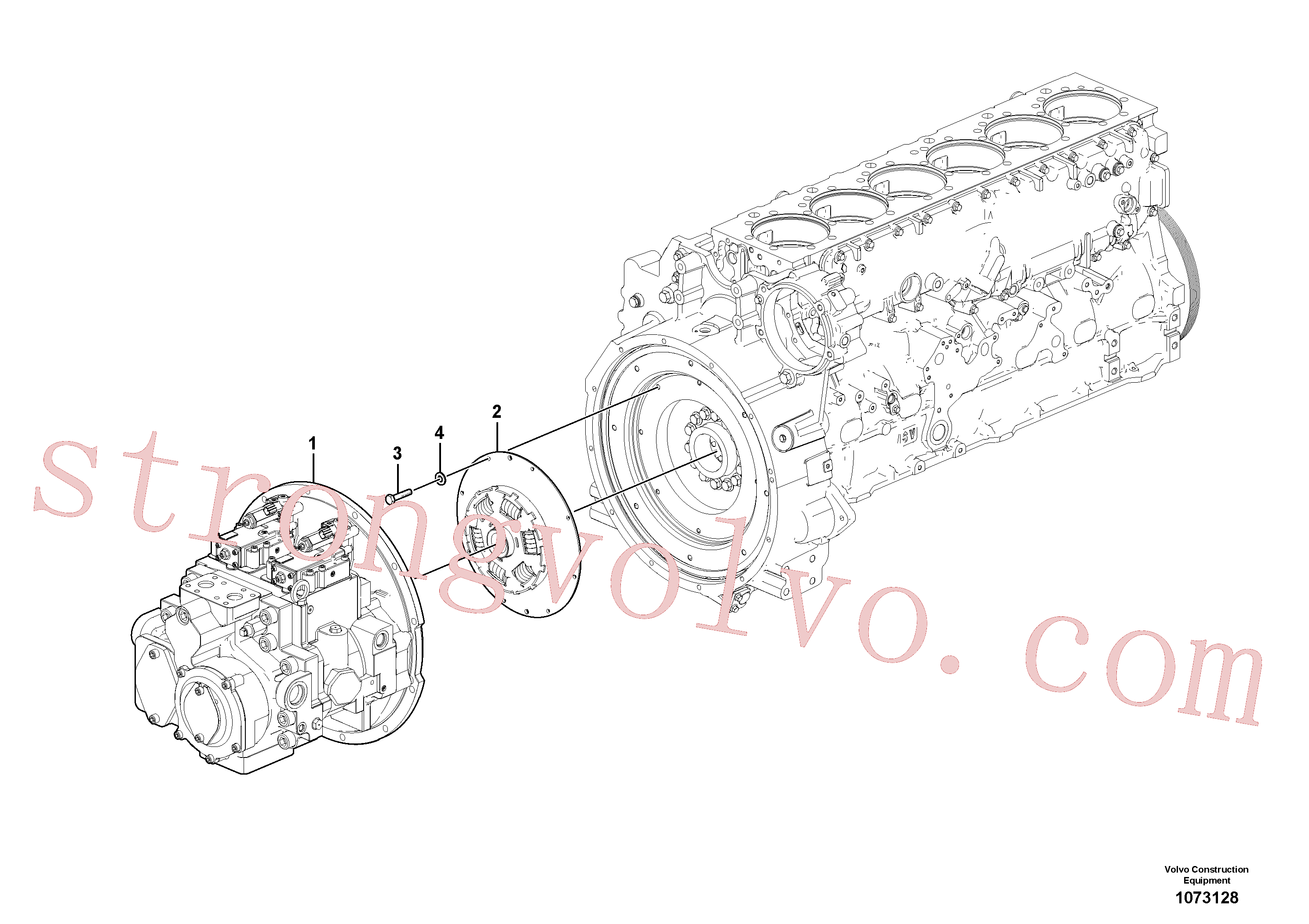 VOE14644493 Volvo Caixa de engrenagens da bomba com peças de montagem(1073128 Montagem)