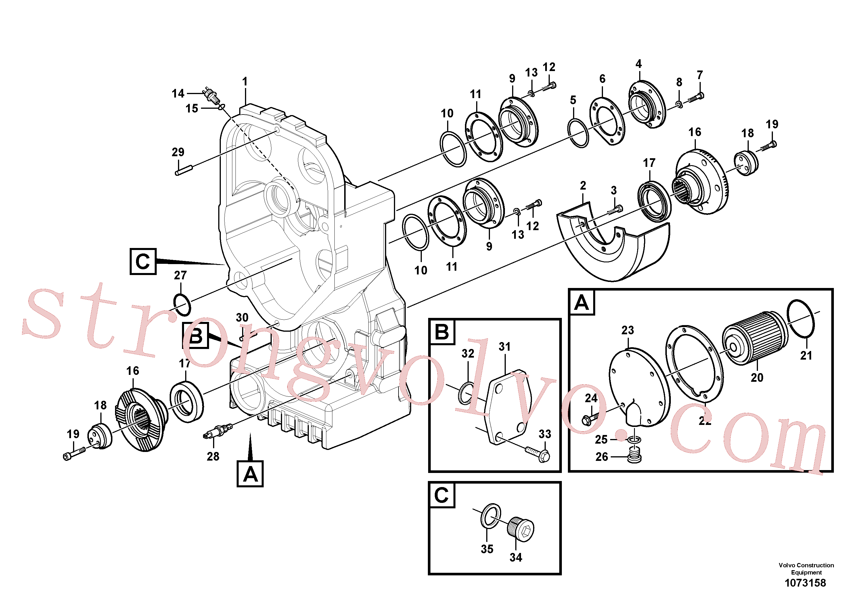 VOE11037588 Volvo Caixa de transferência, alojamento e coberturas(1073158 Montagem)