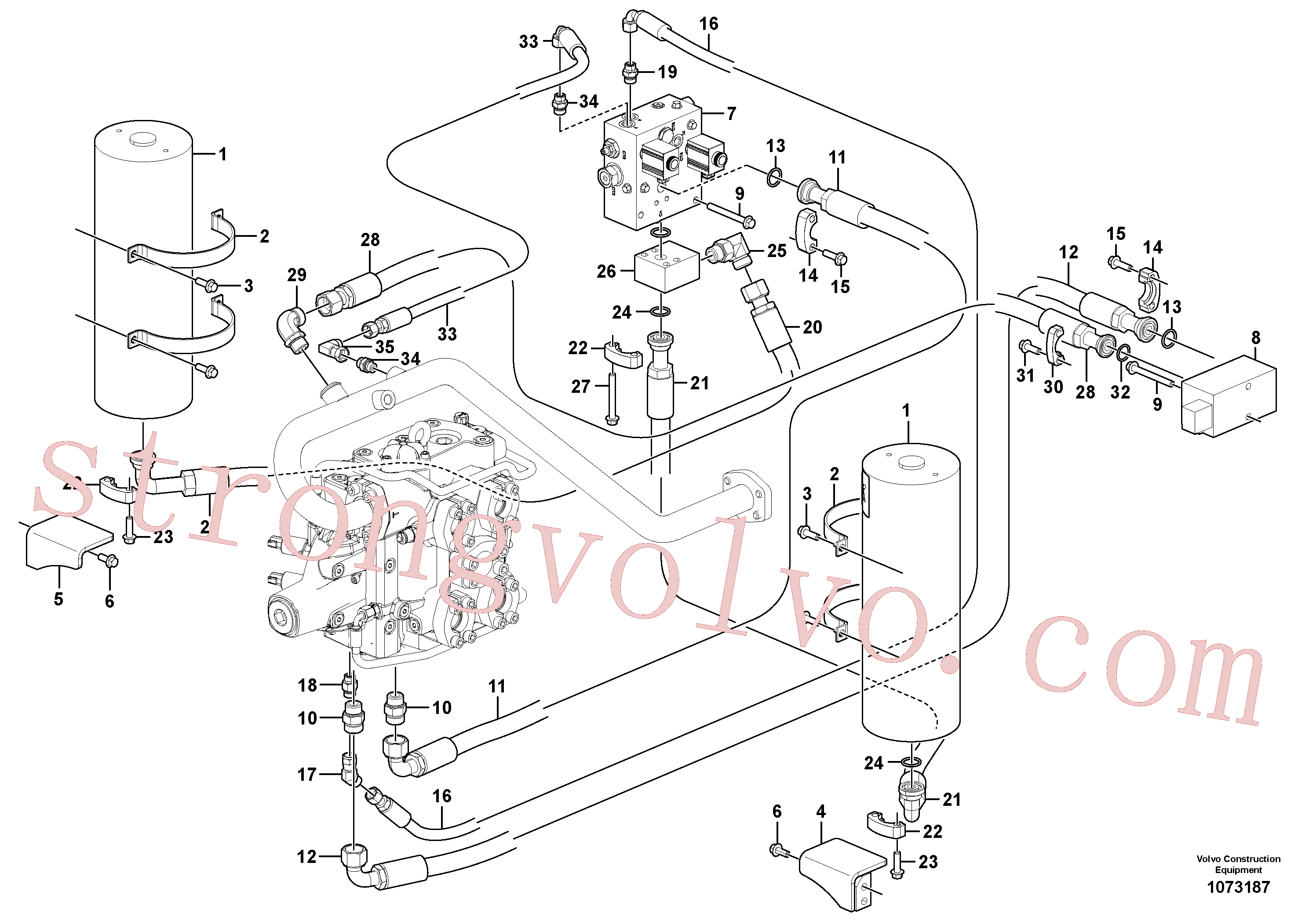 VOE939953 Volvo Sistema de suspensão da lança(1073187 Montagem)