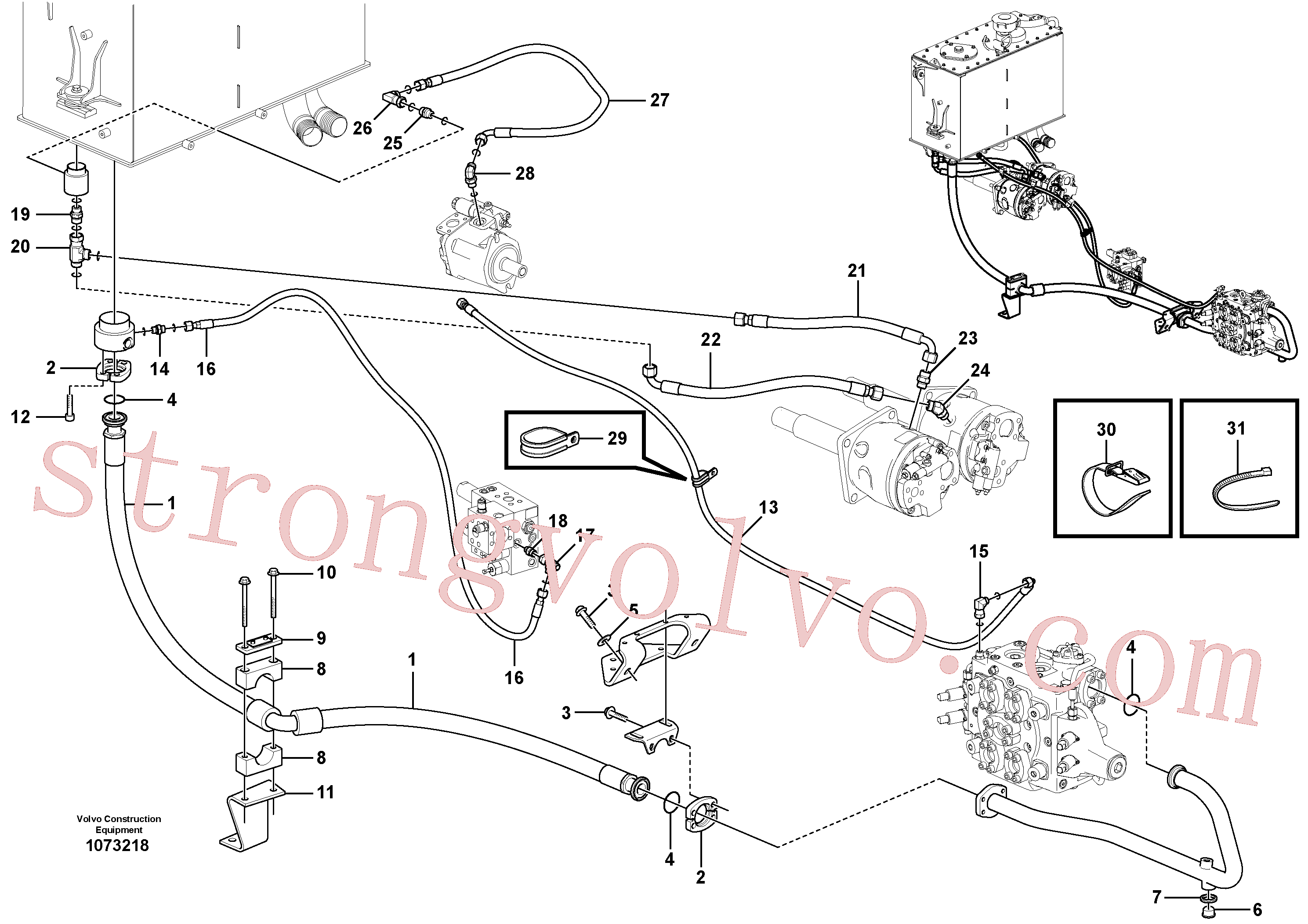 VOE11410591 Volvo Sistema hidráulico, linha de retorno(1073218 Montagem)