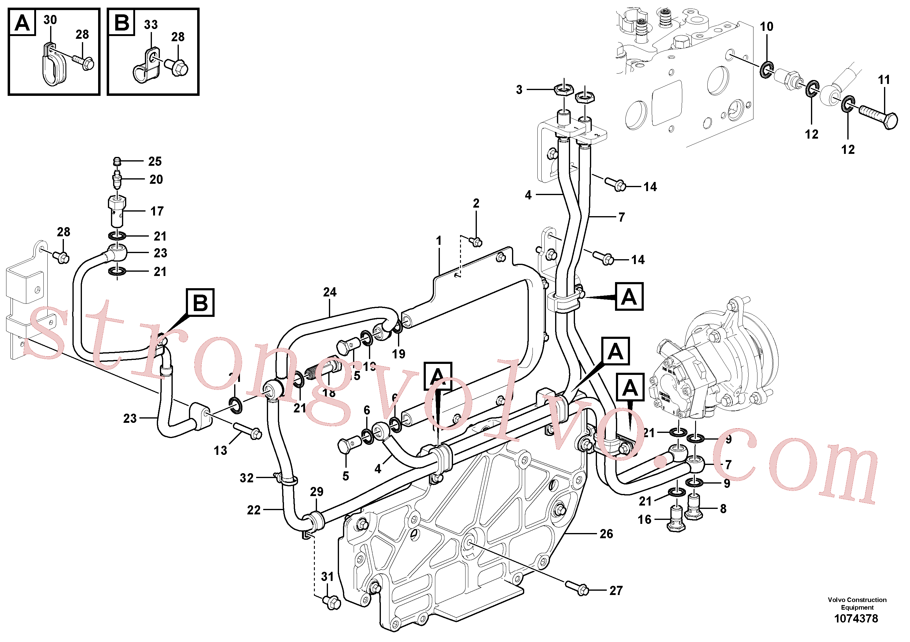 VOE13810020 Volvo Tubos de combustível, bomba de combustível(1074378 Montagem)