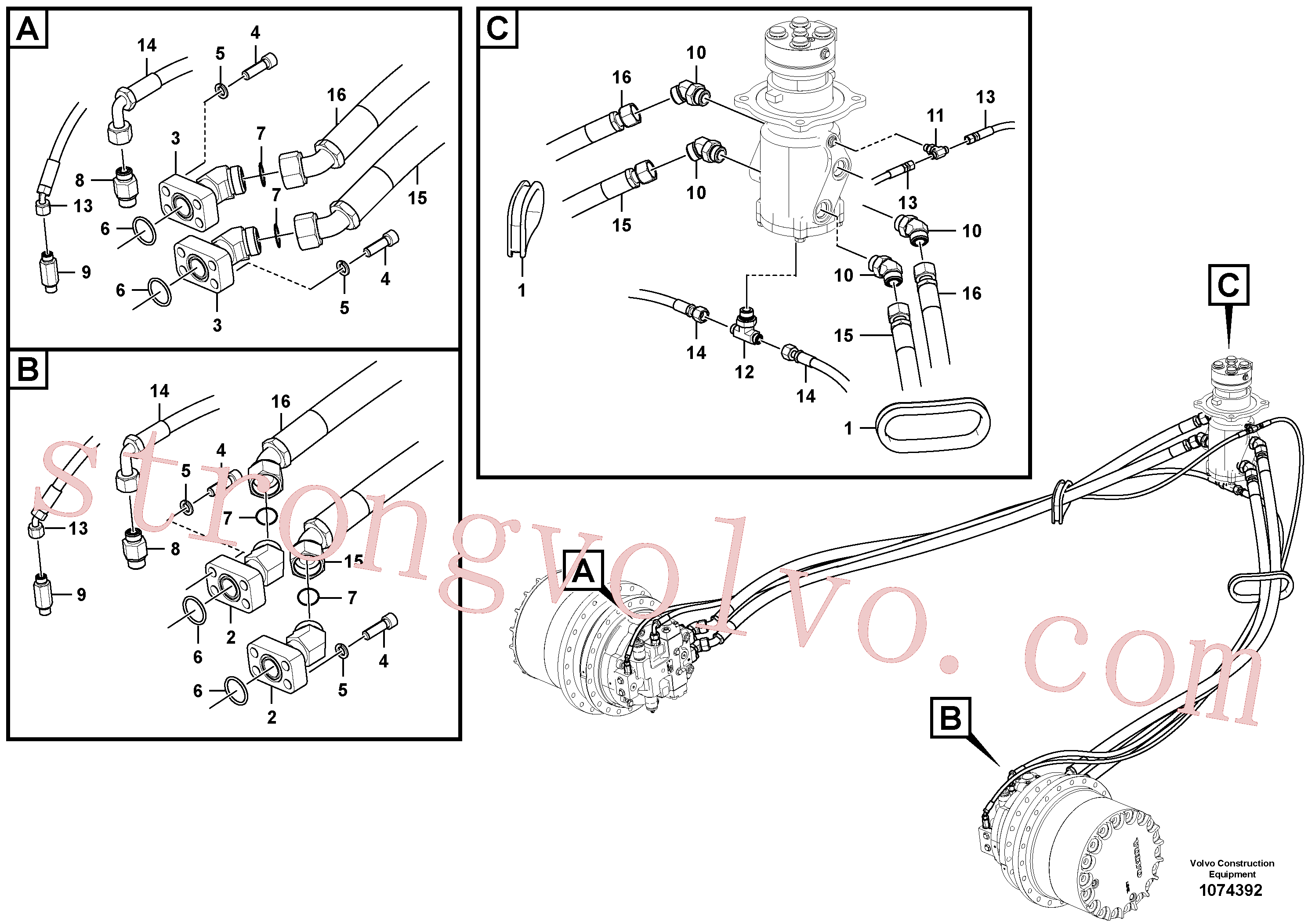 VOE14514015 Volvo Linha da rótula, rótula ao motor de curso(1074392 Montagem)