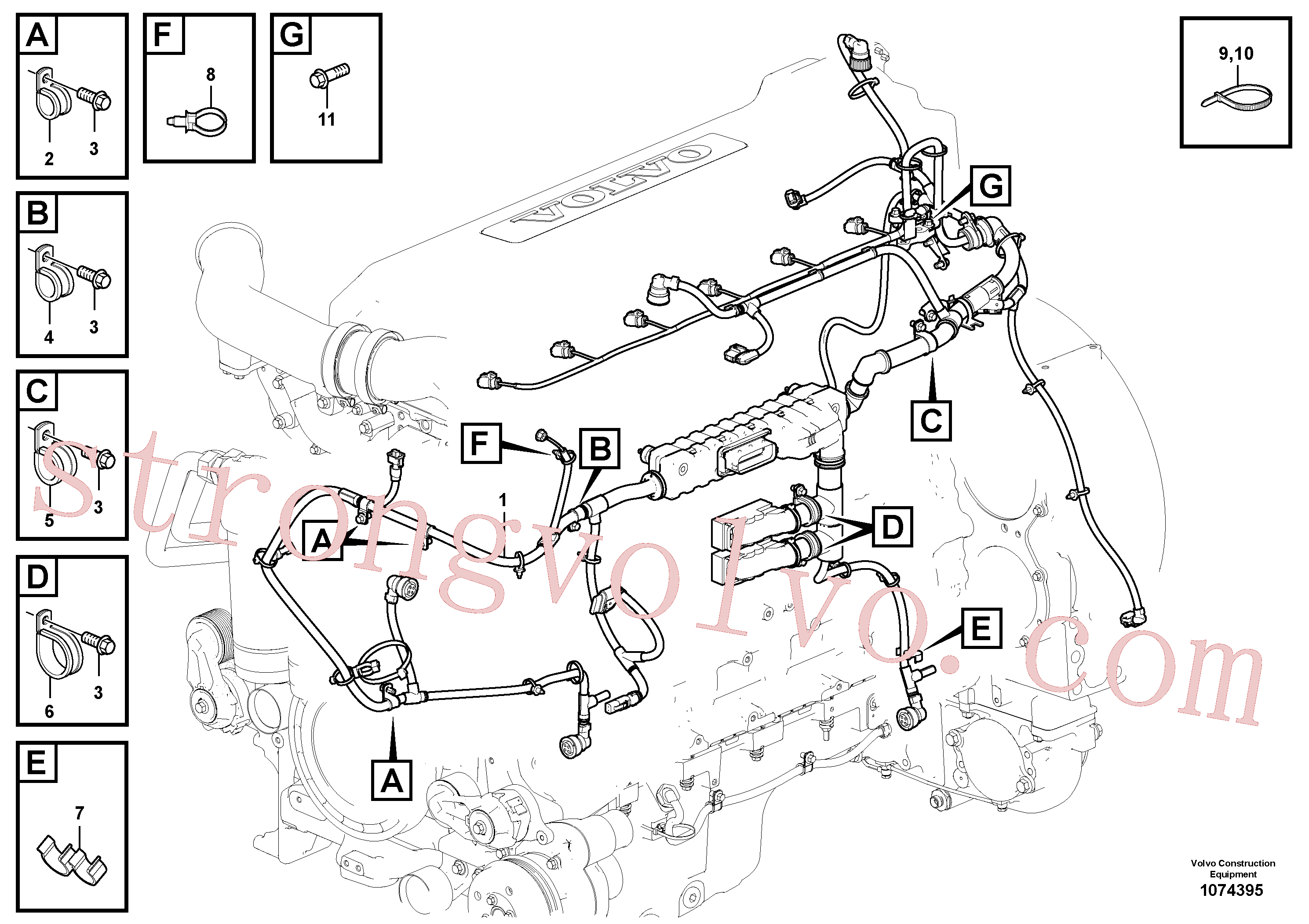 VOE1547894 Volvo Cablagem, motor(1074395 Montagem)
