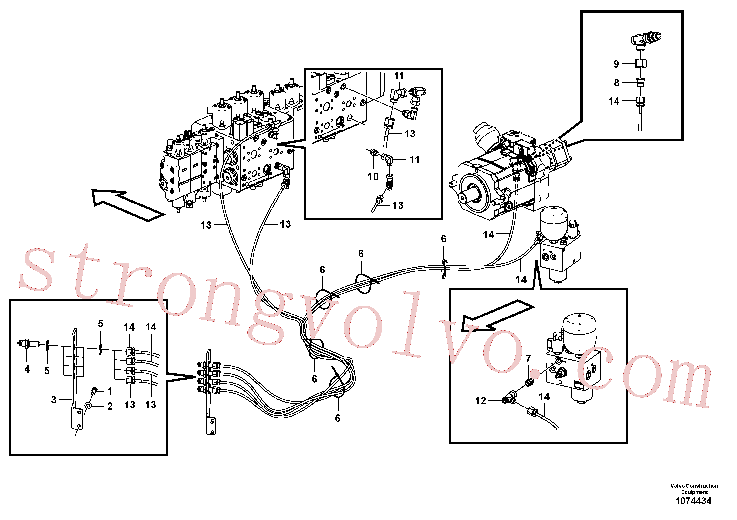 VOE935421 Volvo Sistema servo-hidráulico, manga de ensaio(1074434 Montagem)