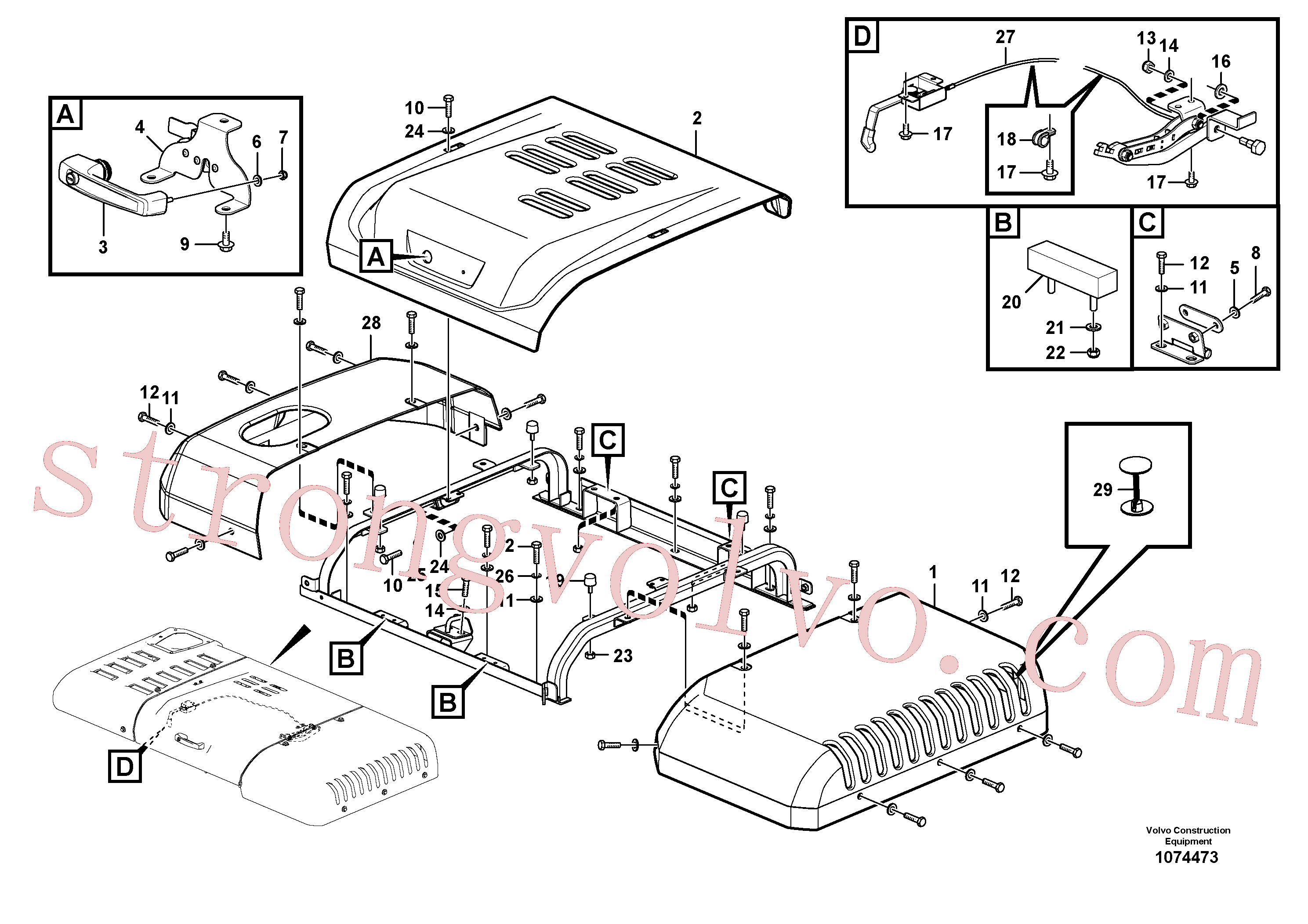 SA9315-00603 Volvo Capot do motor(1074473 Montagem)