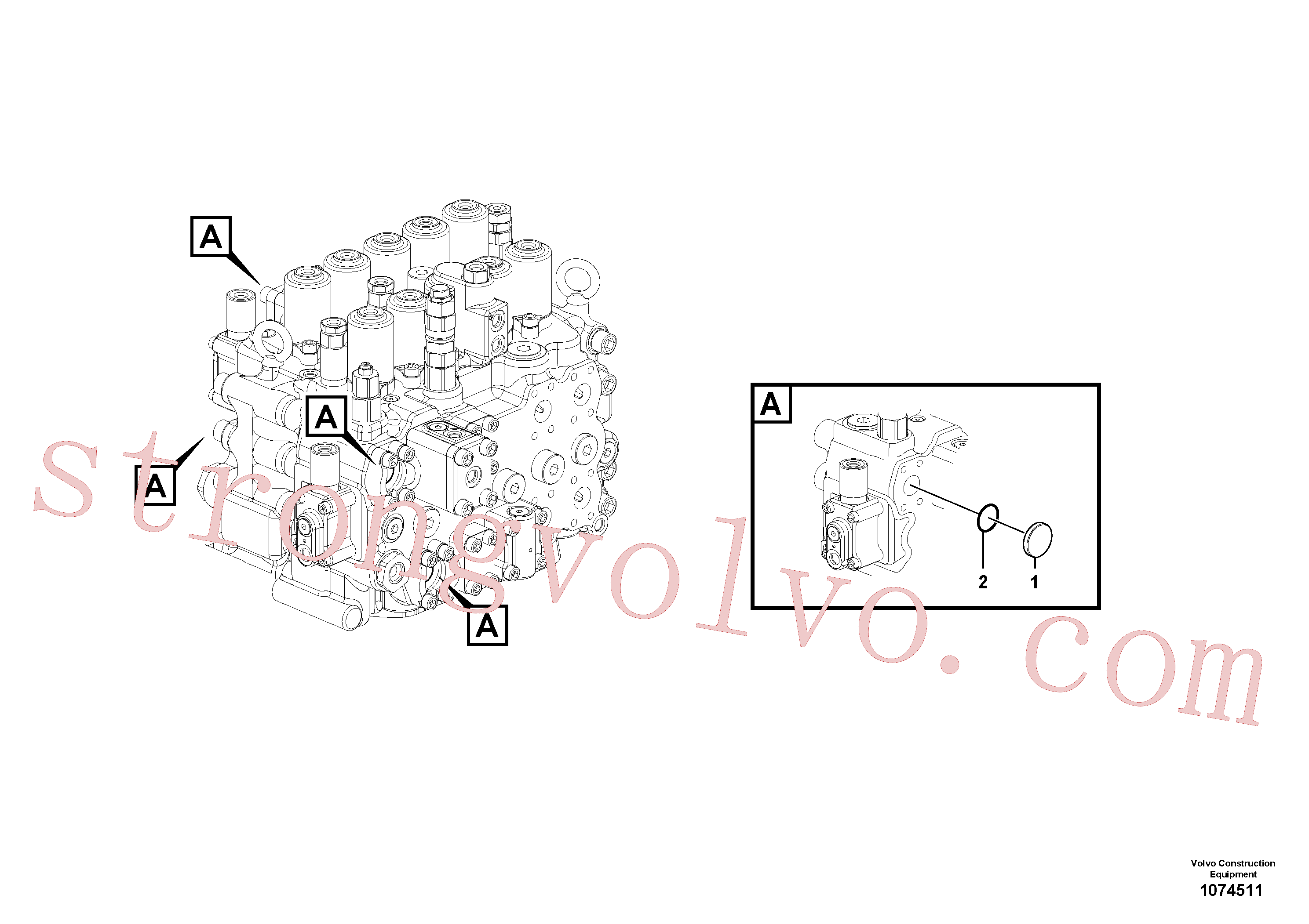 VOE4746917 Volvo Sistema hidráulico, válvula de comando da lança(1074511 Montagem)