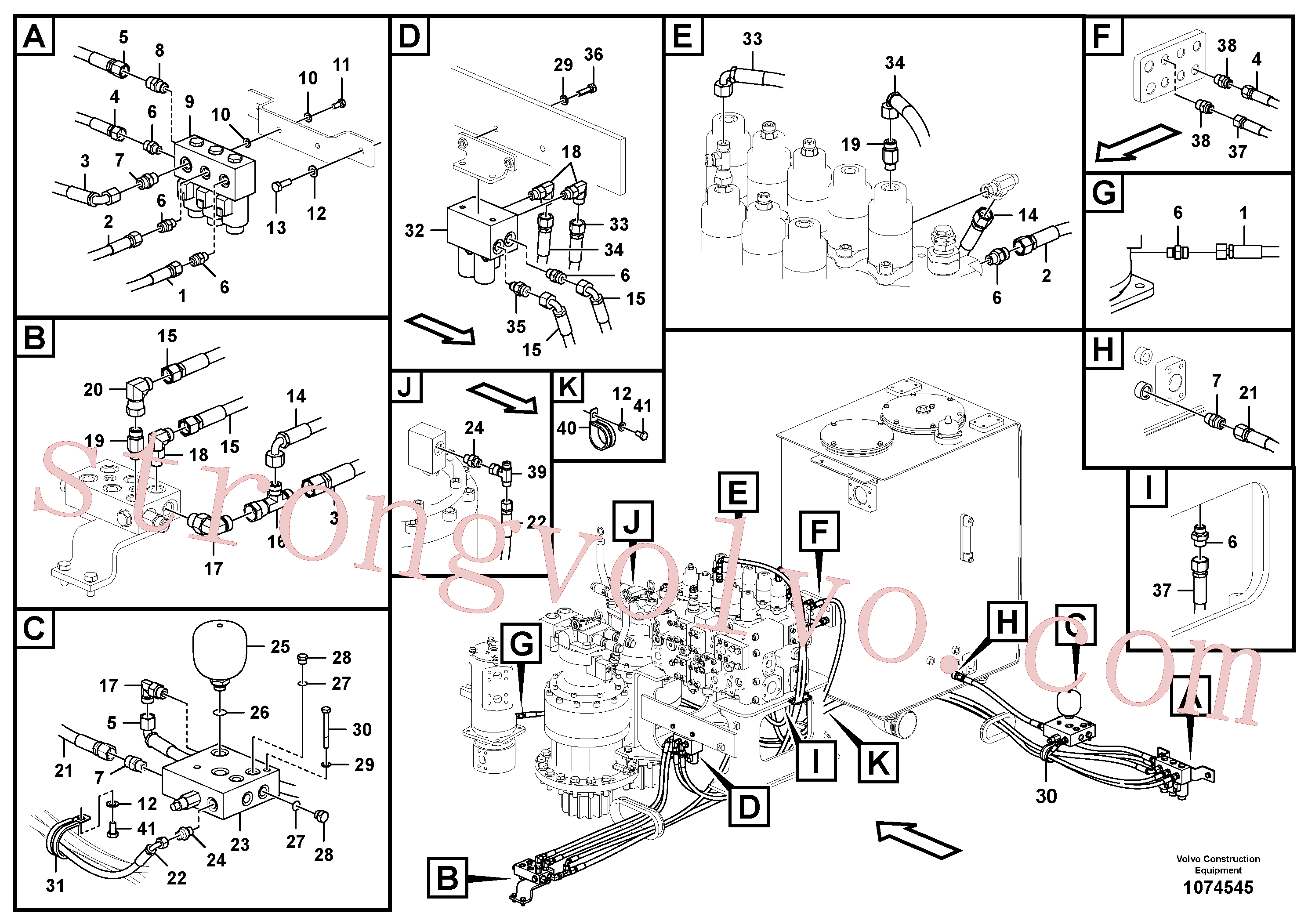 VOE14566371 Volvo Sistema servomotor, válvula de comando para válvula solenóide(1074545 Montagem)