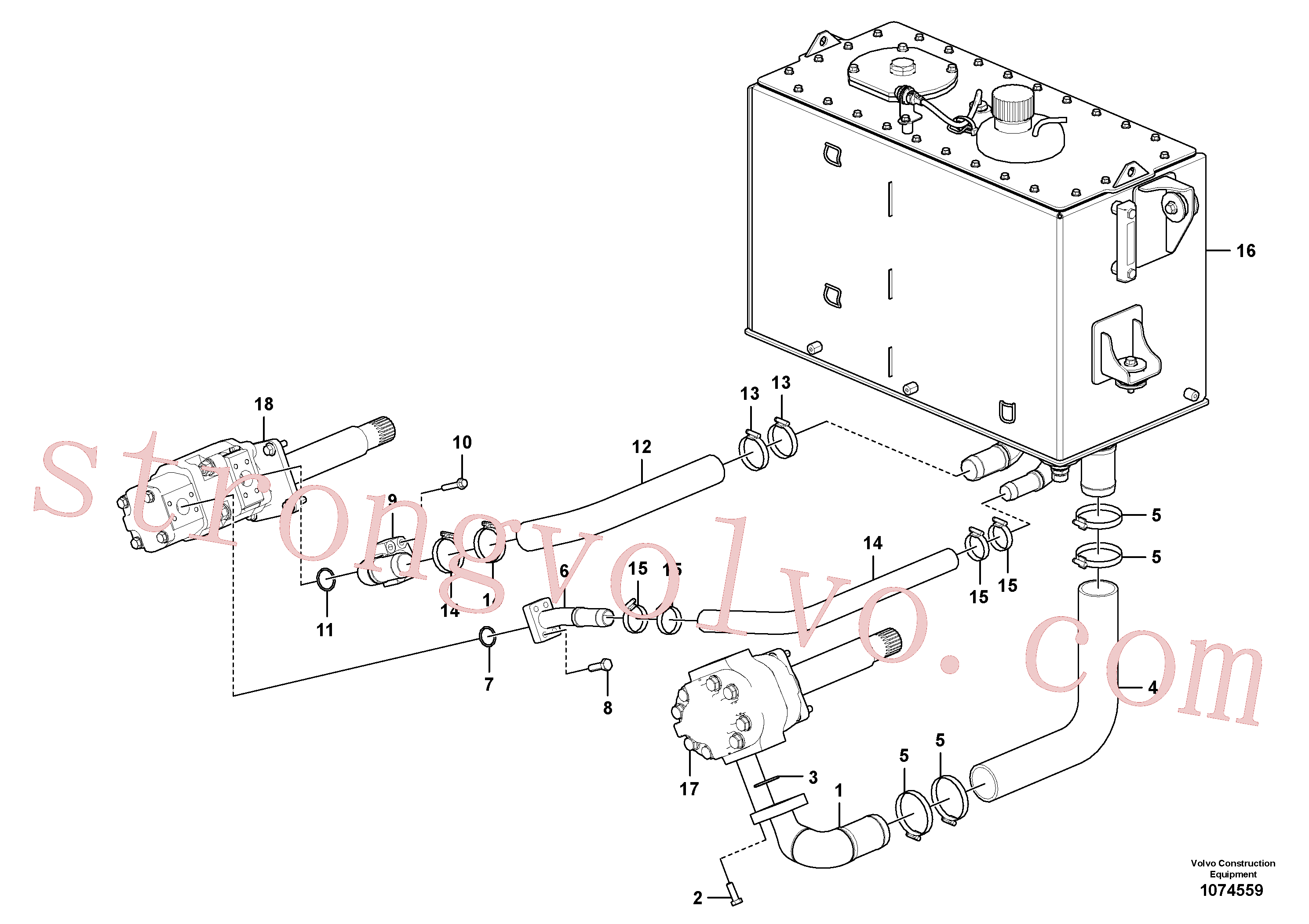 SA9511-12044 Volvo Linha de sucção, tanque - bomba(1074559 Montagem)