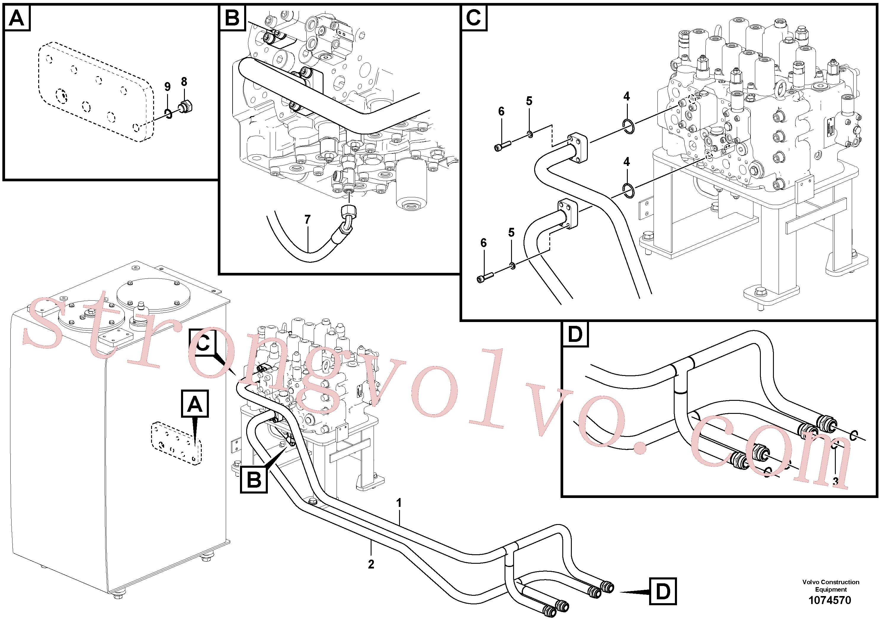 VOE14677515 Volvo Sistema hidráulico, válvula de comando da lança e articulação(1074570 Montagem)