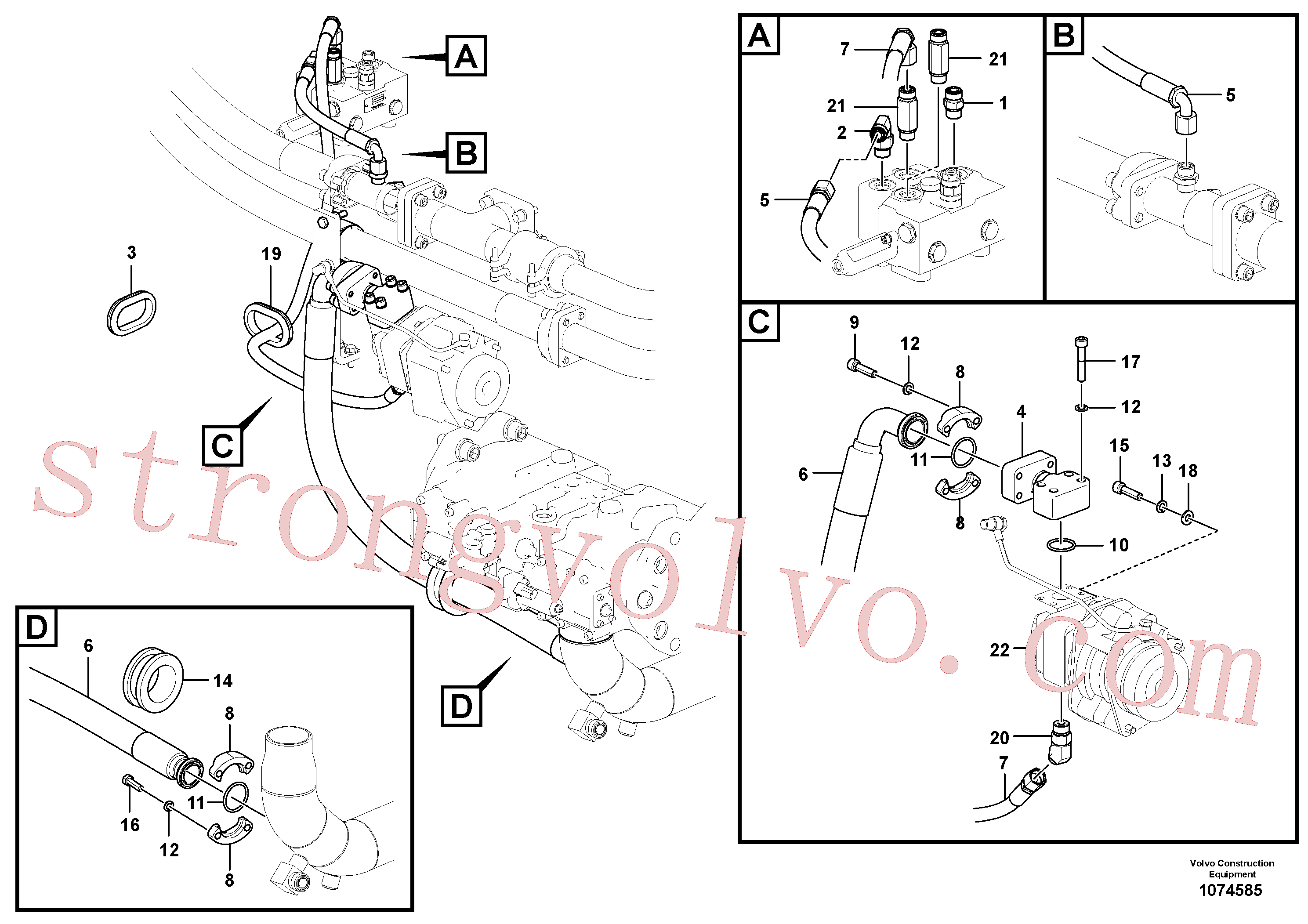 VOE937777 Volvo Sistema hidráulico, sistema refrigerante do óleo(1074585 Montagem)