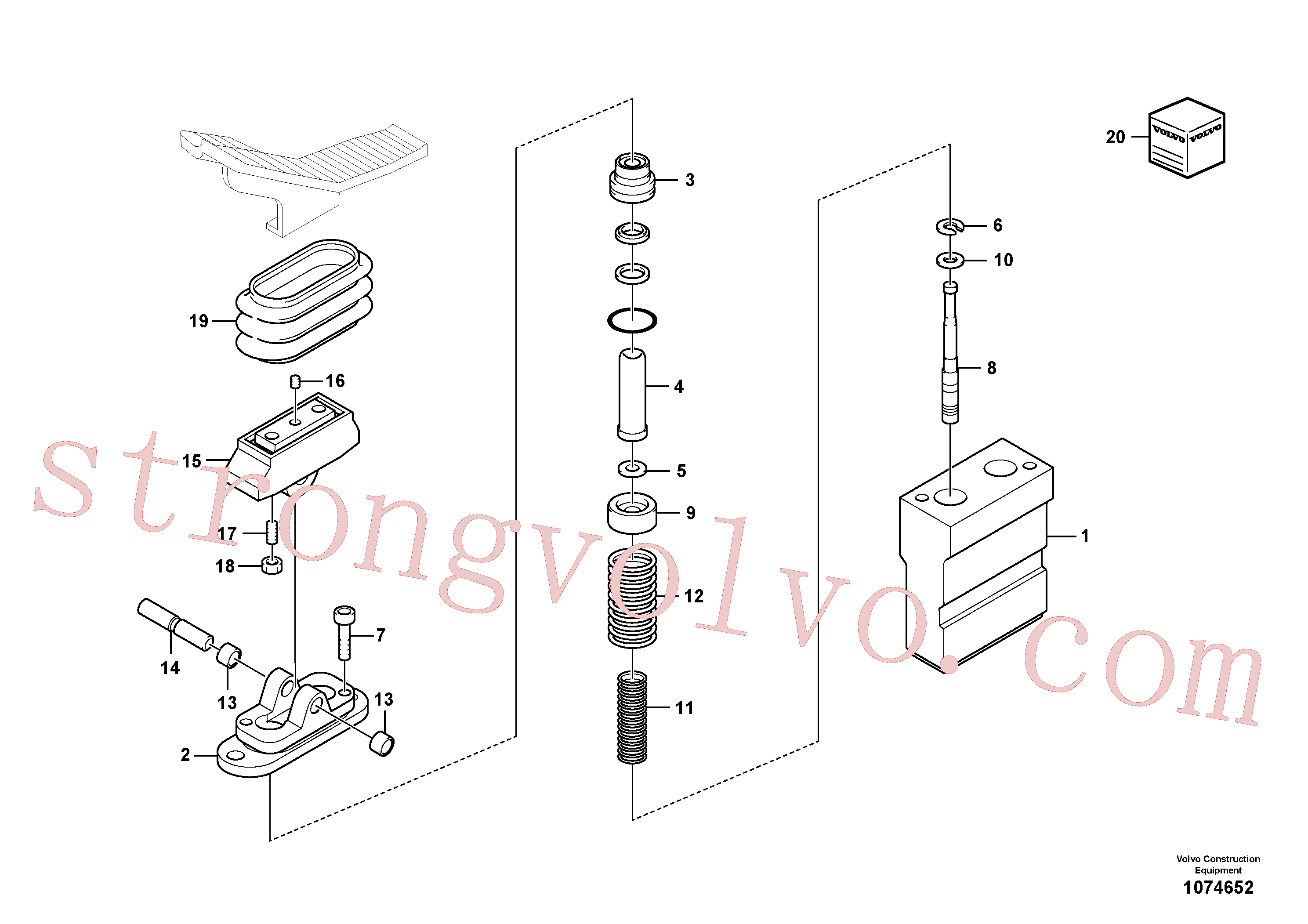 SA8240-03730 Volvo Hidráulica de serviço, pedal da válvula de comando à distância para martelo e cortador(1074652 Montagem)