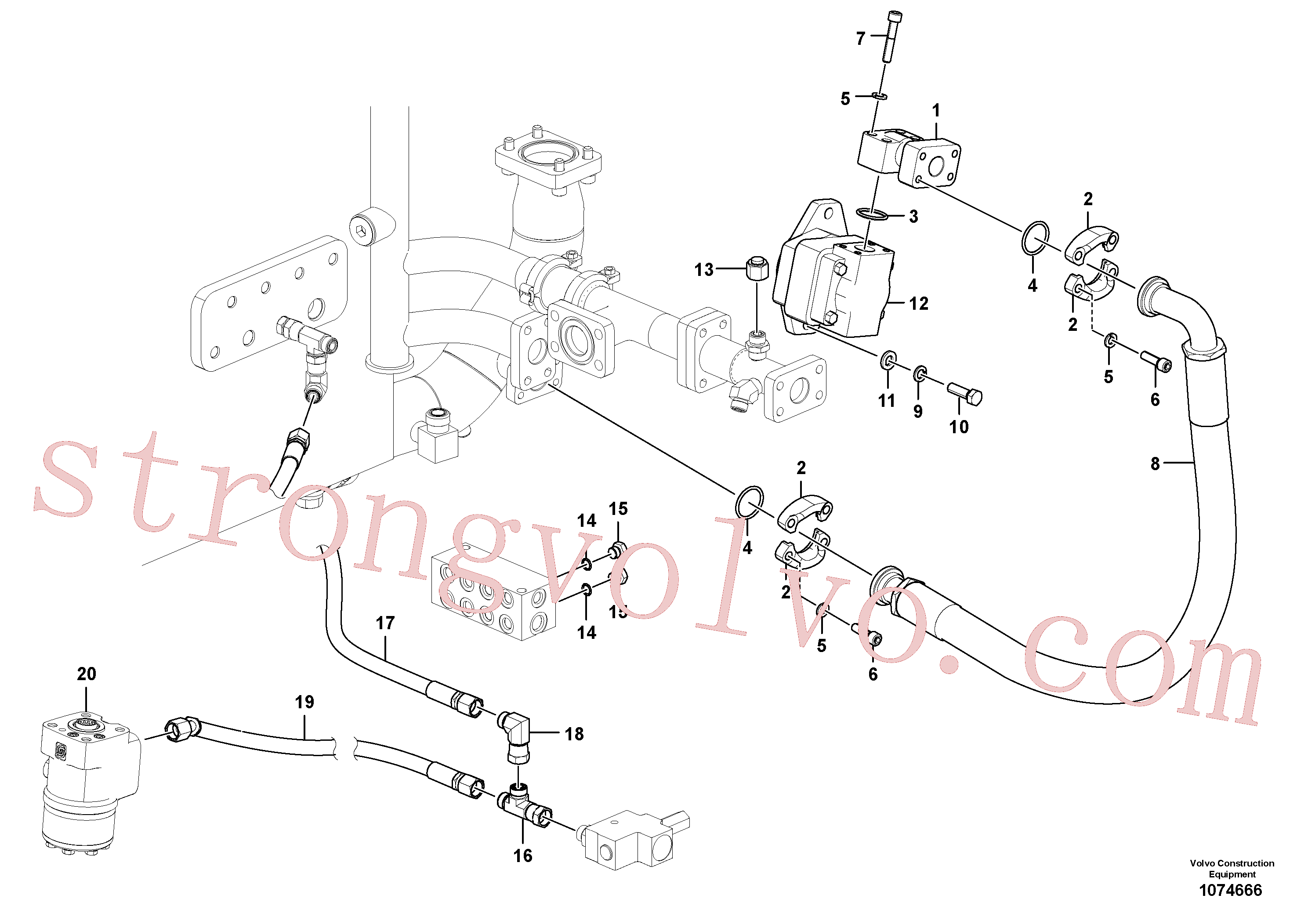 VOE937235 Volvo Sistema hidráulico, tanque hidráulico para a bomba hidráulica(1074666 Montagem)