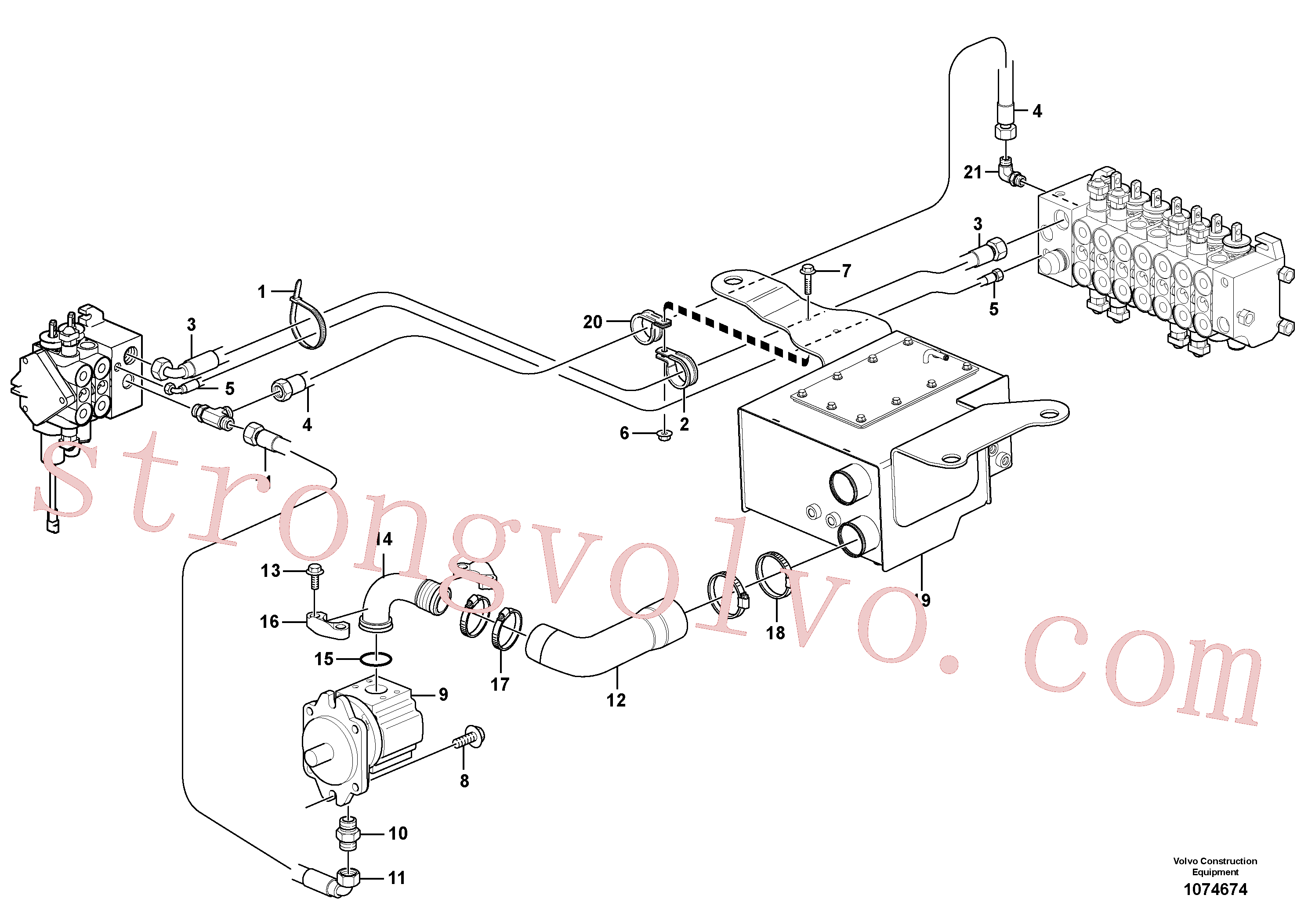 VOE949850 Volvo Sistema hidráulico, linha de sucção(1074674 Montagem)