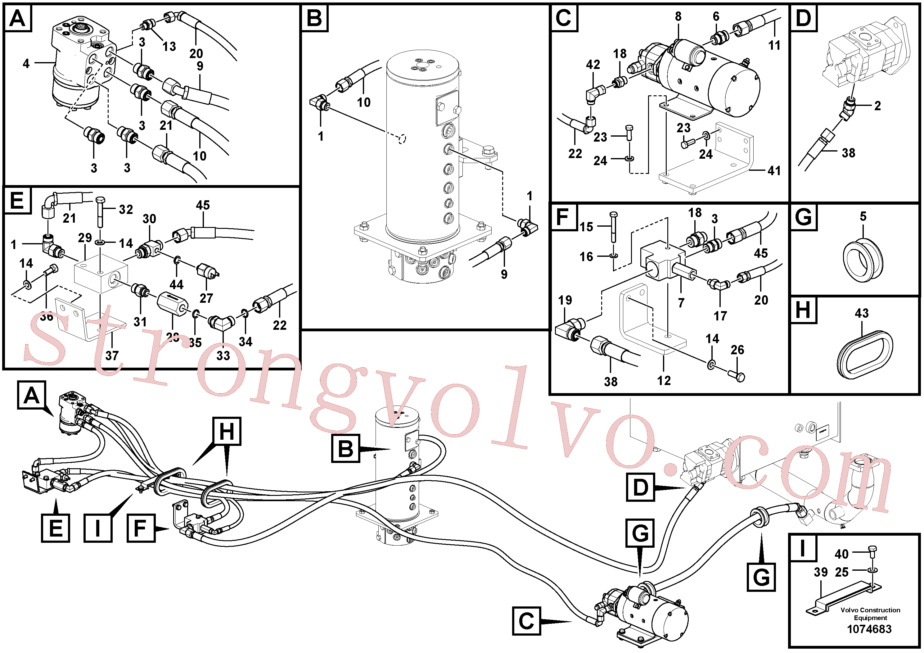 VOE993029 Volvo Sistema hidráulico, linha da direcção(1074683 Montagem)