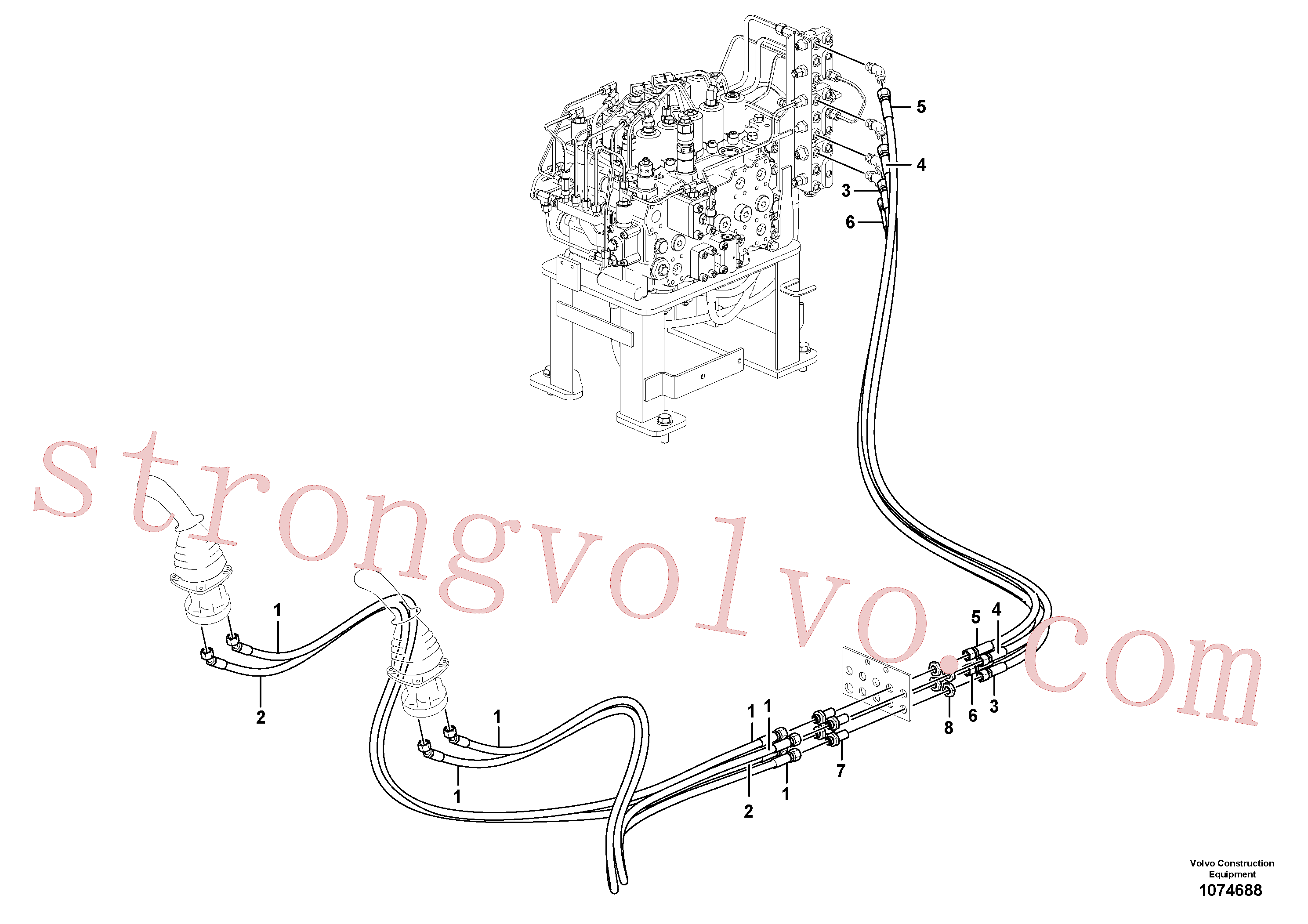 VOE15187362 Volvo Sistema servomotor, mudança da função da alavanca(1074688 Montagem)