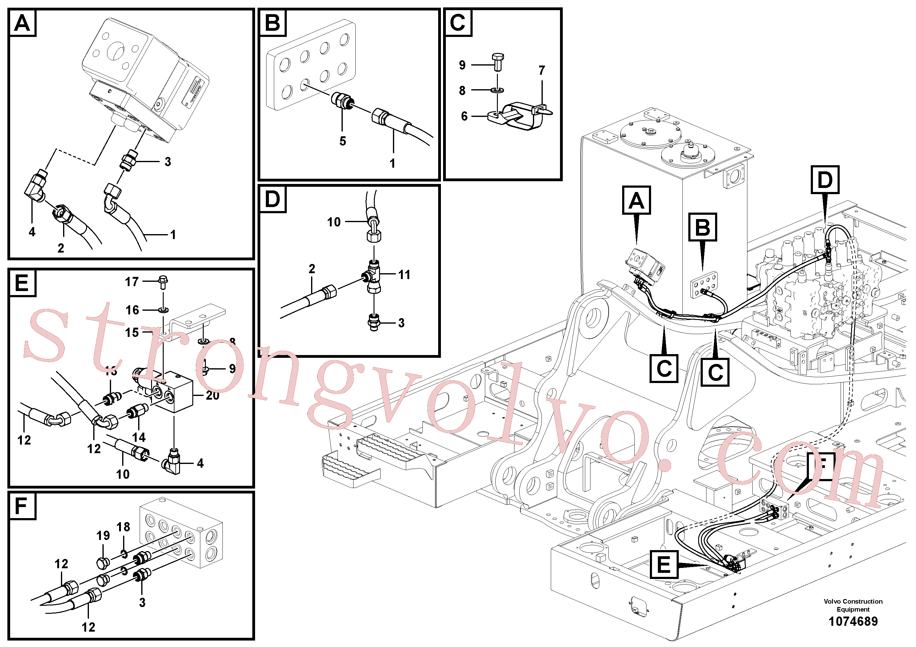 VOE15016984 Volvo Hidráulica de serviço, martelo e cortador para fluxo da bomba auxiliar(1074689 Montagem)