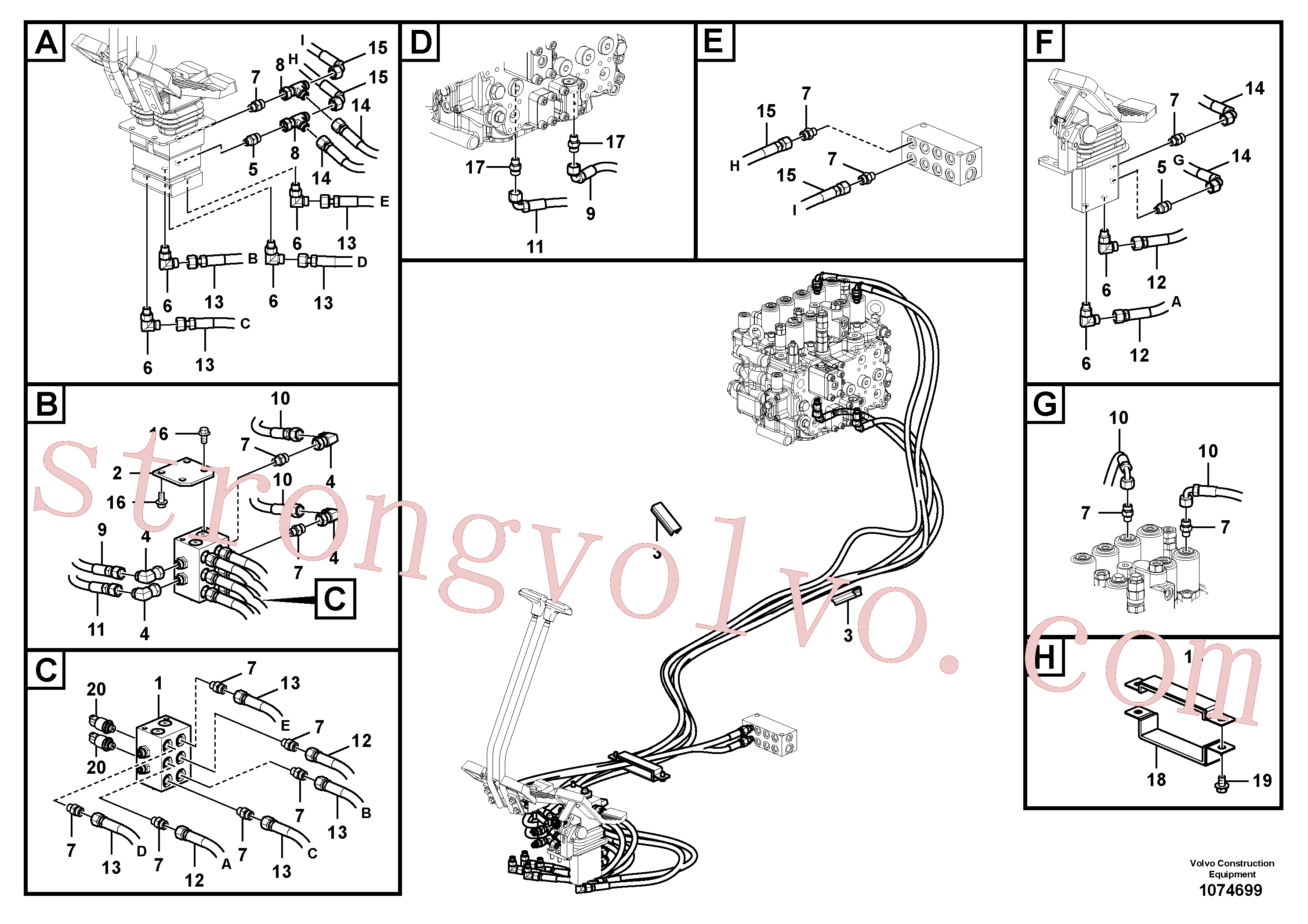 VOE14549559 Volvo Sistema servomotor, válvula de comando para pedal da válvula de comando(1074699 Montagem)