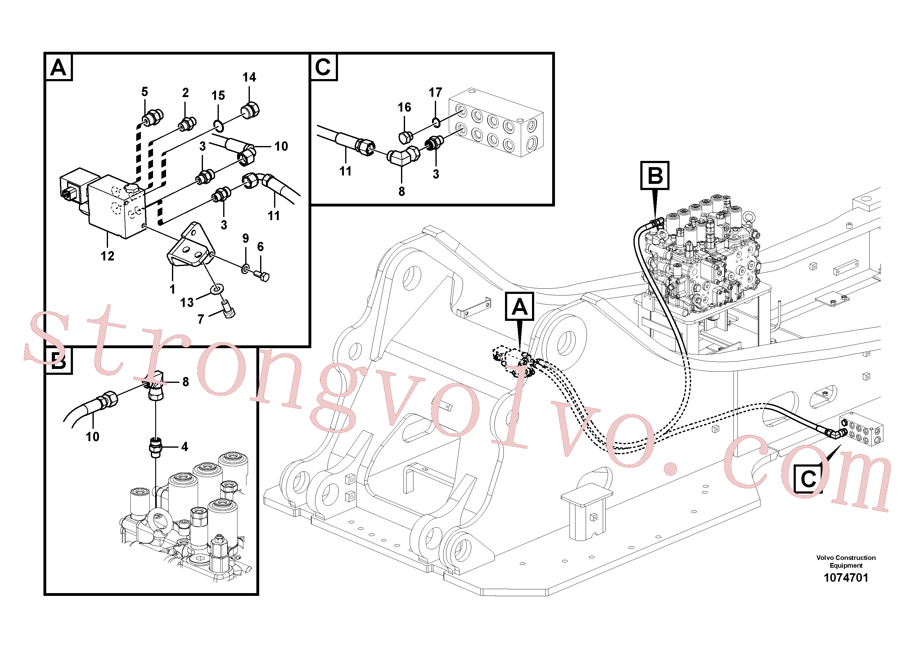 VOE14699721 Volvo Hidráulica de serviço, encaixe rápido na estrutura superior(1074701 Montagem)